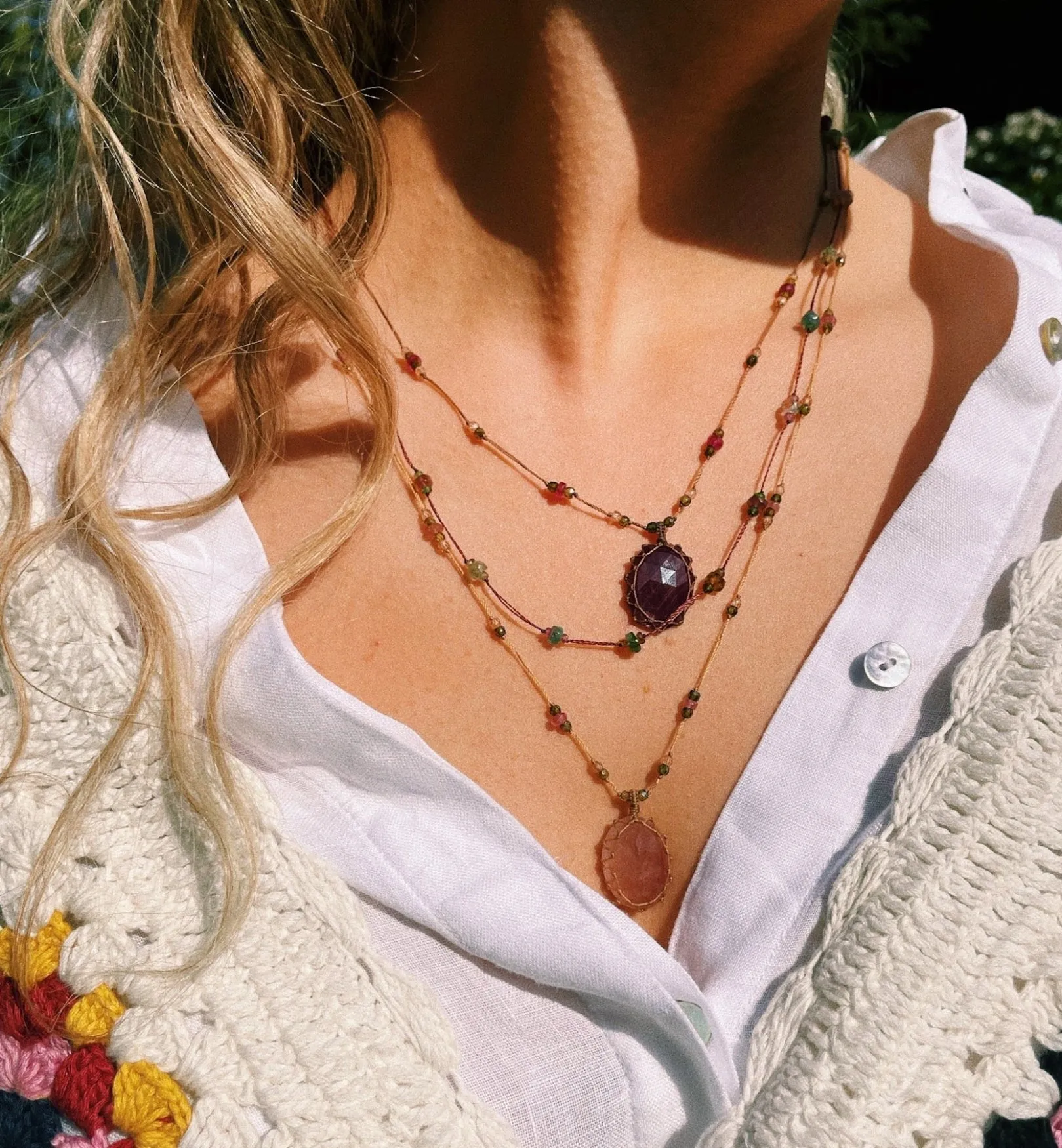 Sharing Tourmaline Mix Short Loopy Necklace