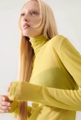 SILK MESH TURTLENECK - ABSINTHE