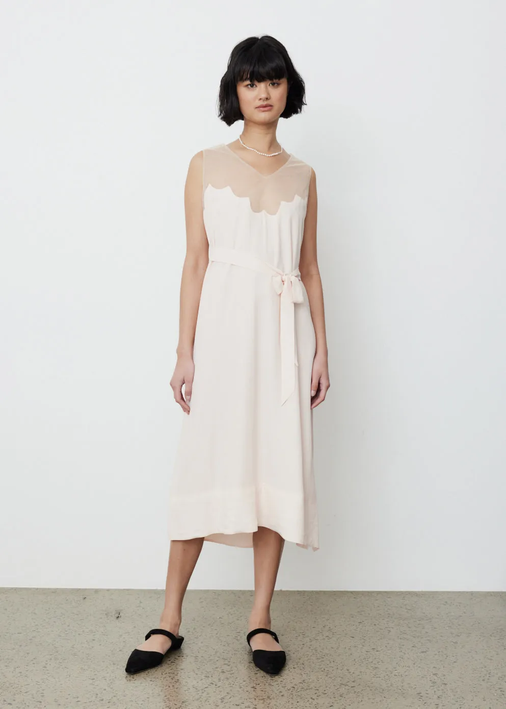 Simone Rocha -  Scallop Tulle Neckline Slip Dress - Dress