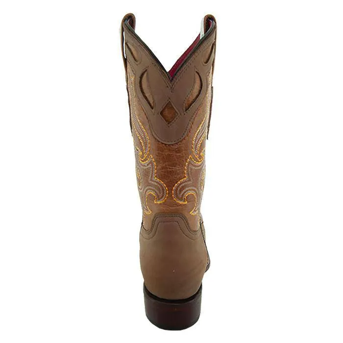 Sofia Women's Broad Square Toe Tan Cowgirl Boots by Soto Boots M9003