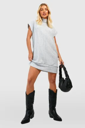 Soft Rib Turtleneck Oversized Sweater Dress