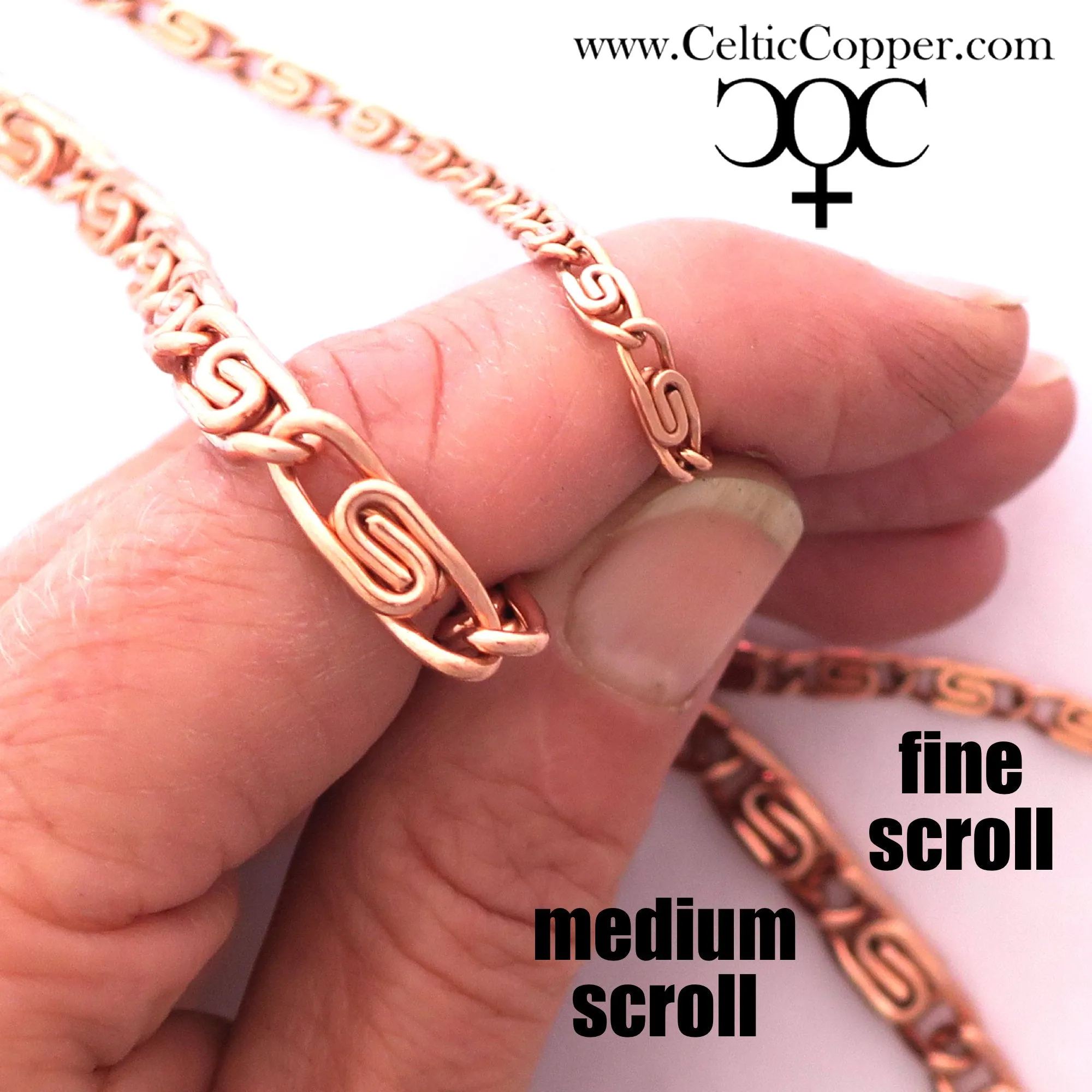 Solid Copper Ankle Bracelet Medium Celtic Scroll Chain Anklet AC66 Medium Weight Curb Chain Adjustable Solid Copper Anklet Chain