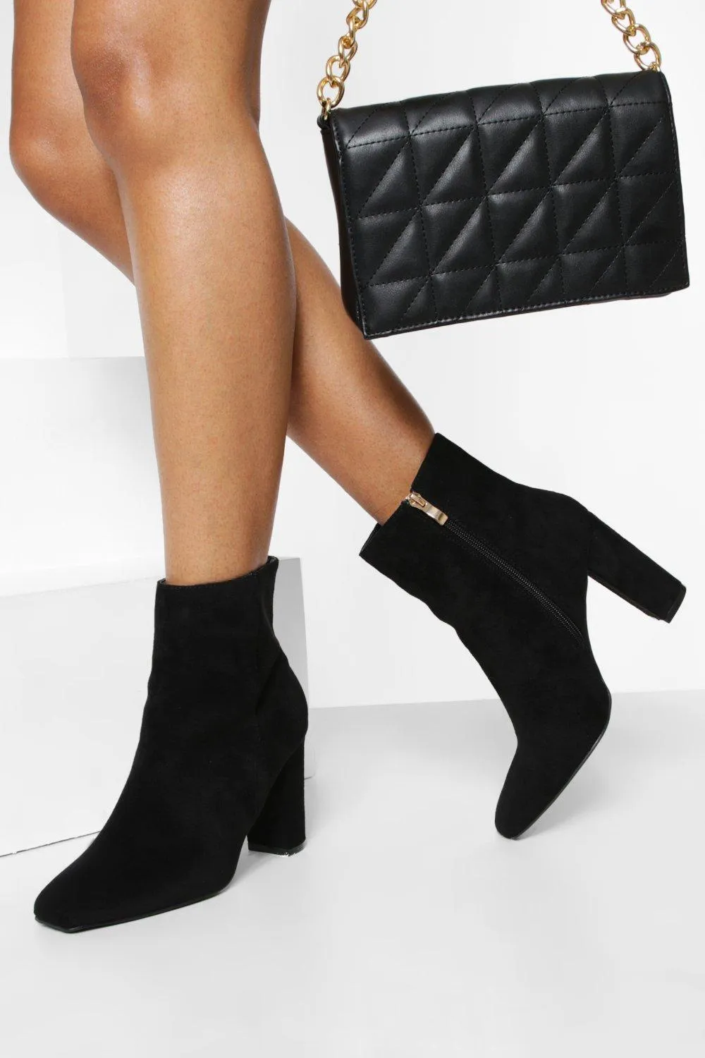 Square Toe Block Heel Boots