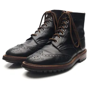 'Stow' Black Leather Brogue Boots UK 10