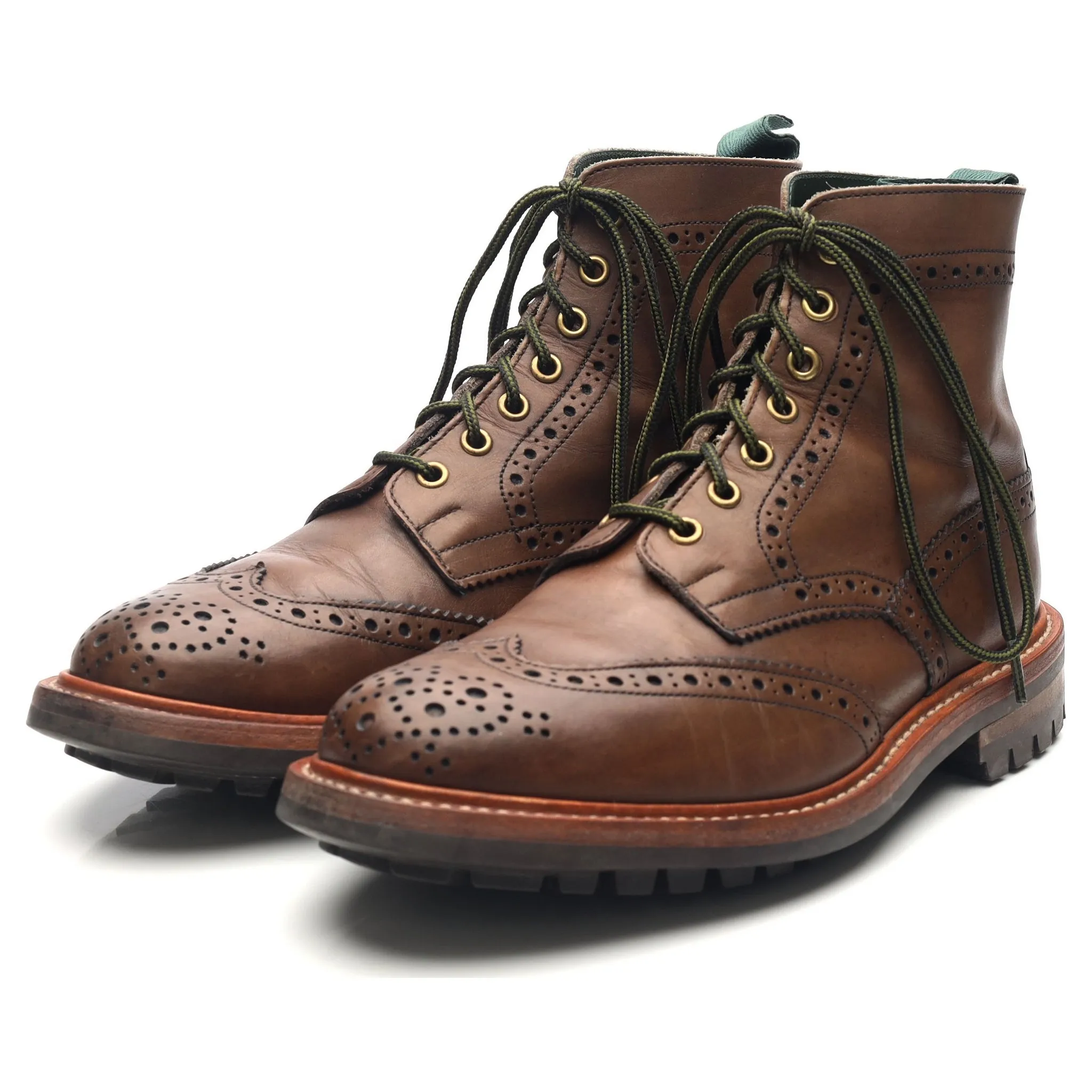 'Stow' Brown Leather Brogue Boots UK 7.5