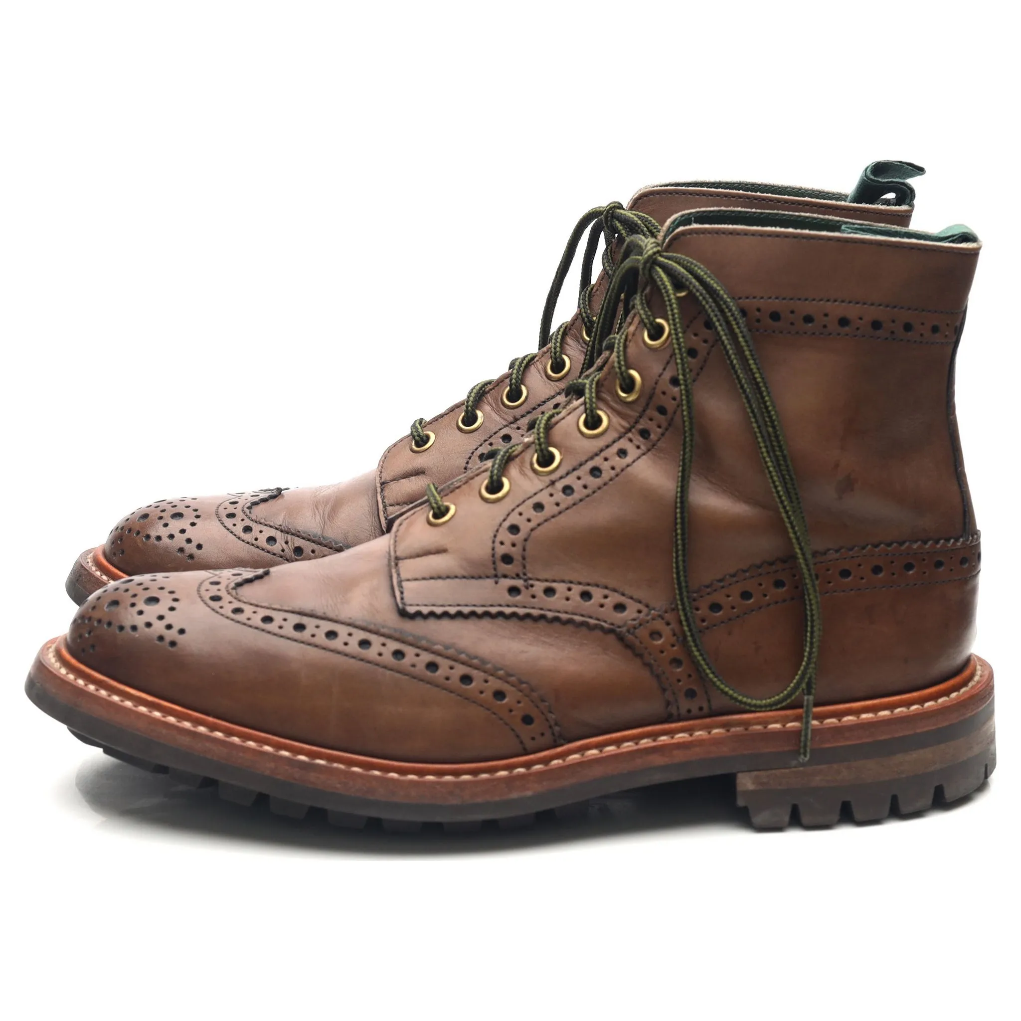 'Stow' Brown Leather Brogue Boots UK 7.5