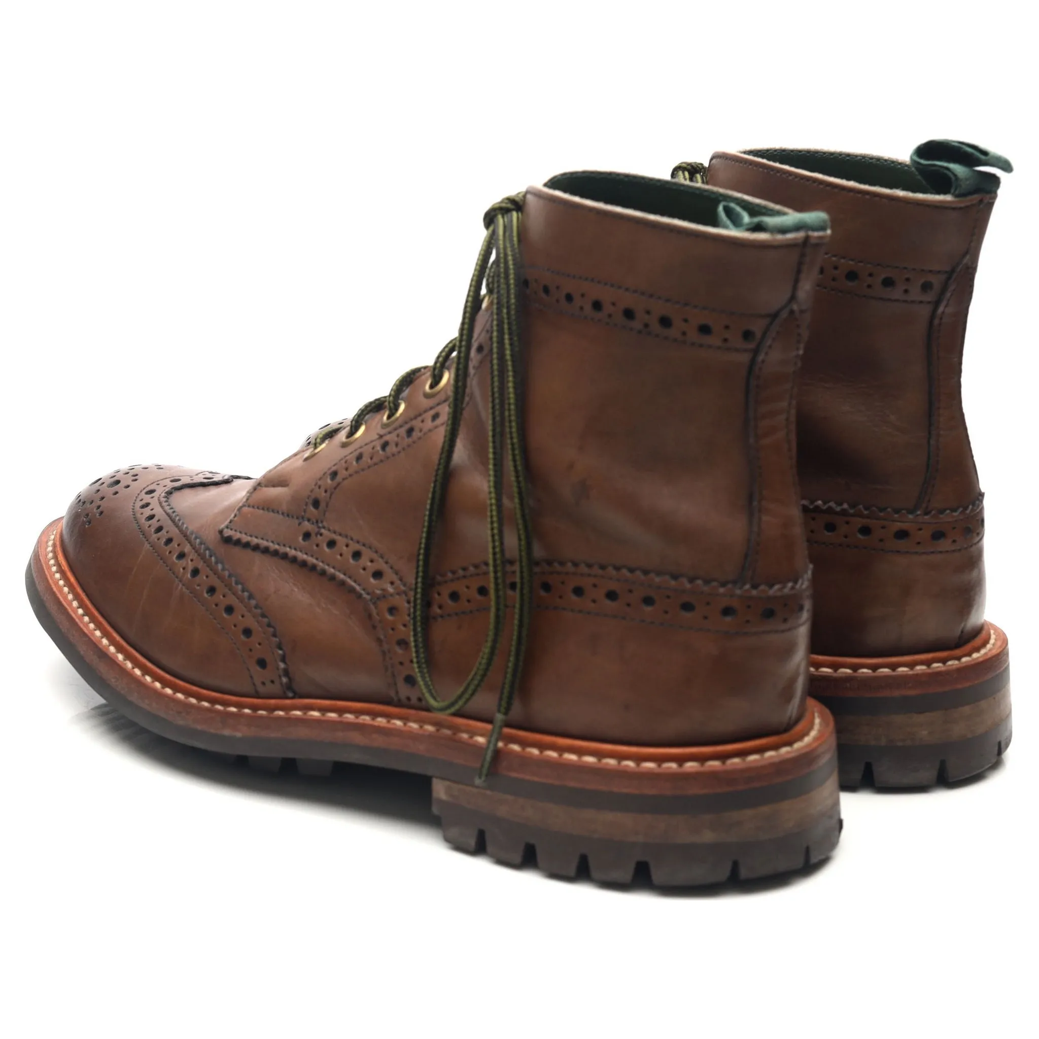 'Stow' Brown Leather Brogue Boots UK 7.5