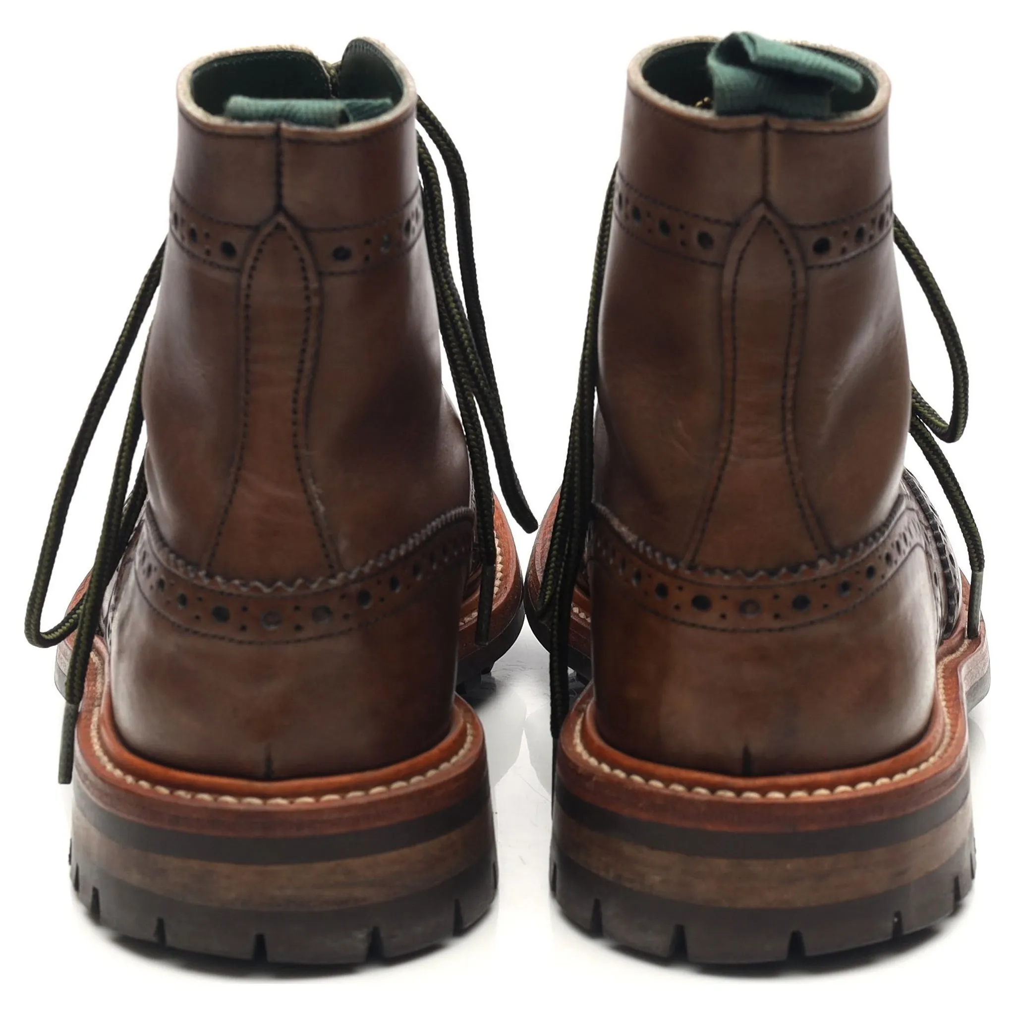 'Stow' Brown Leather Brogue Boots UK 7.5