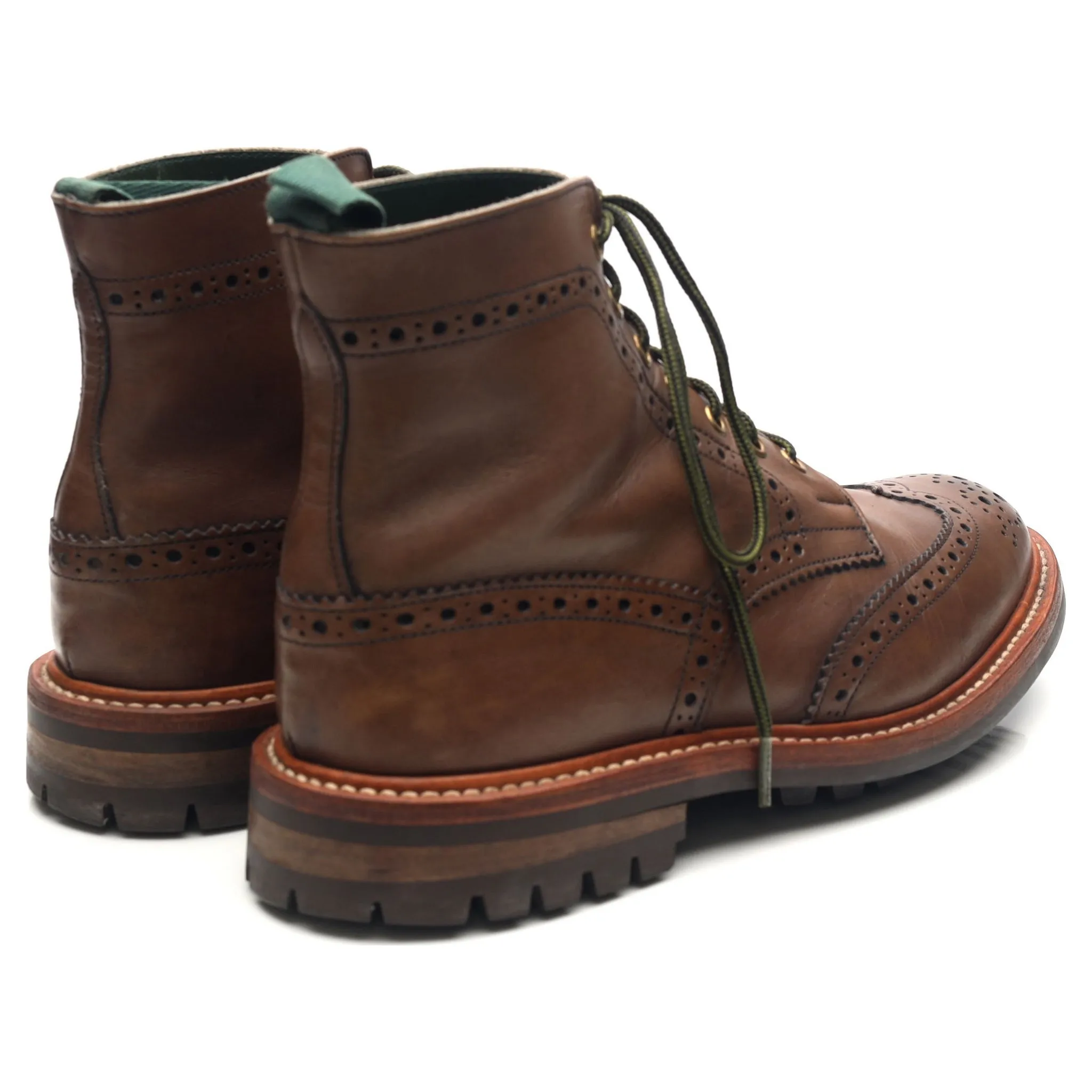 'Stow' Brown Leather Brogue Boots UK 7.5