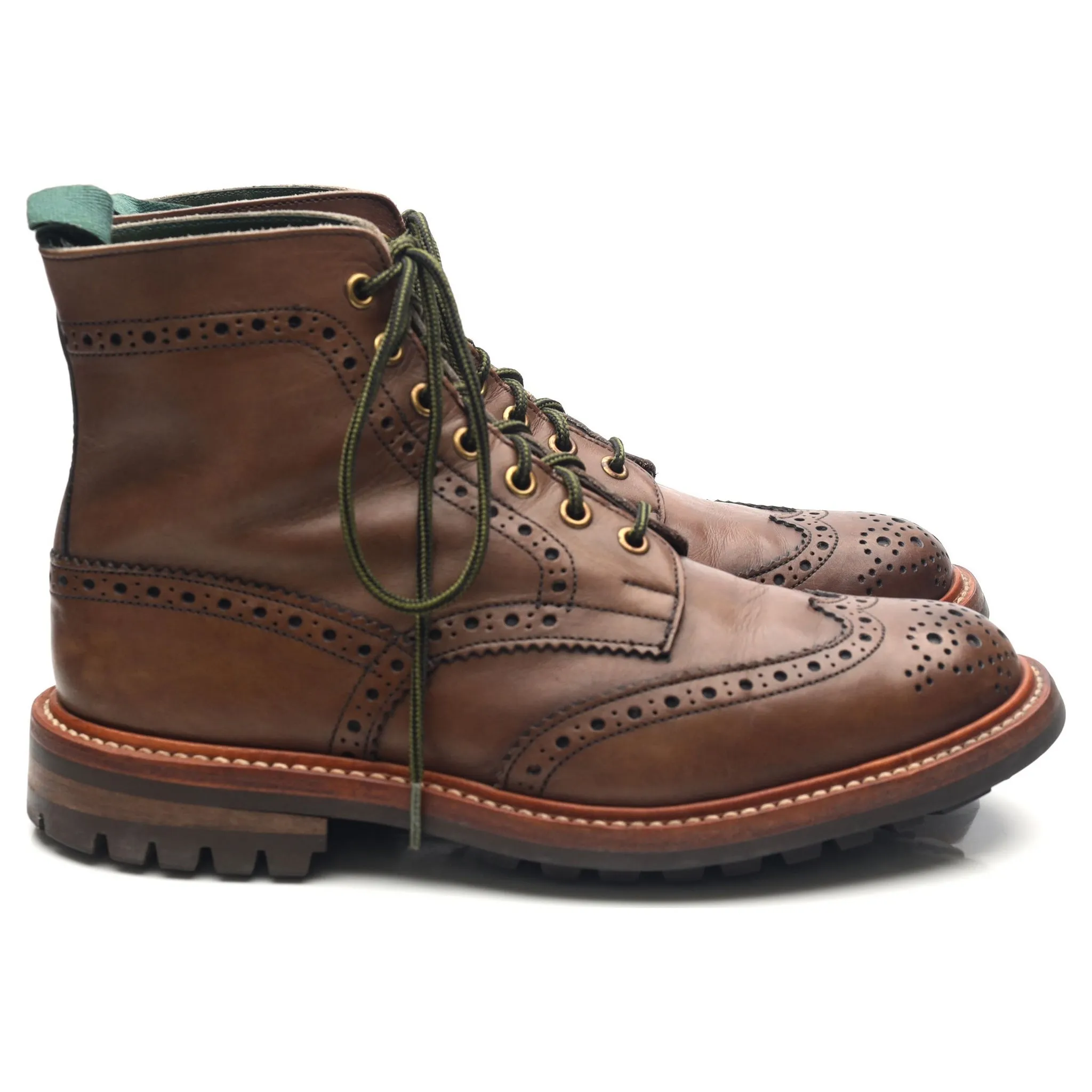 'Stow' Brown Leather Brogue Boots UK 7.5