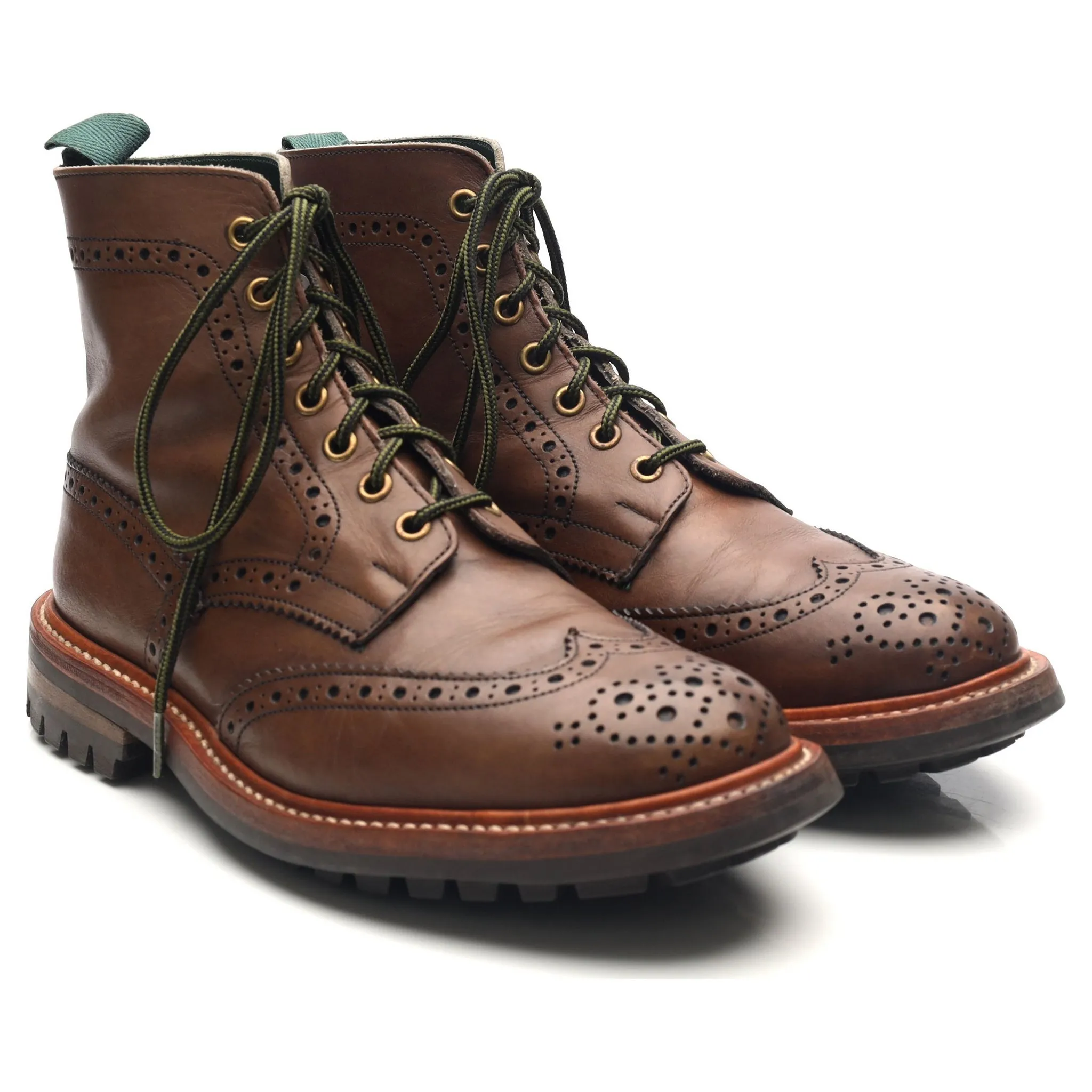 'Stow' Brown Leather Brogue Boots UK 7.5