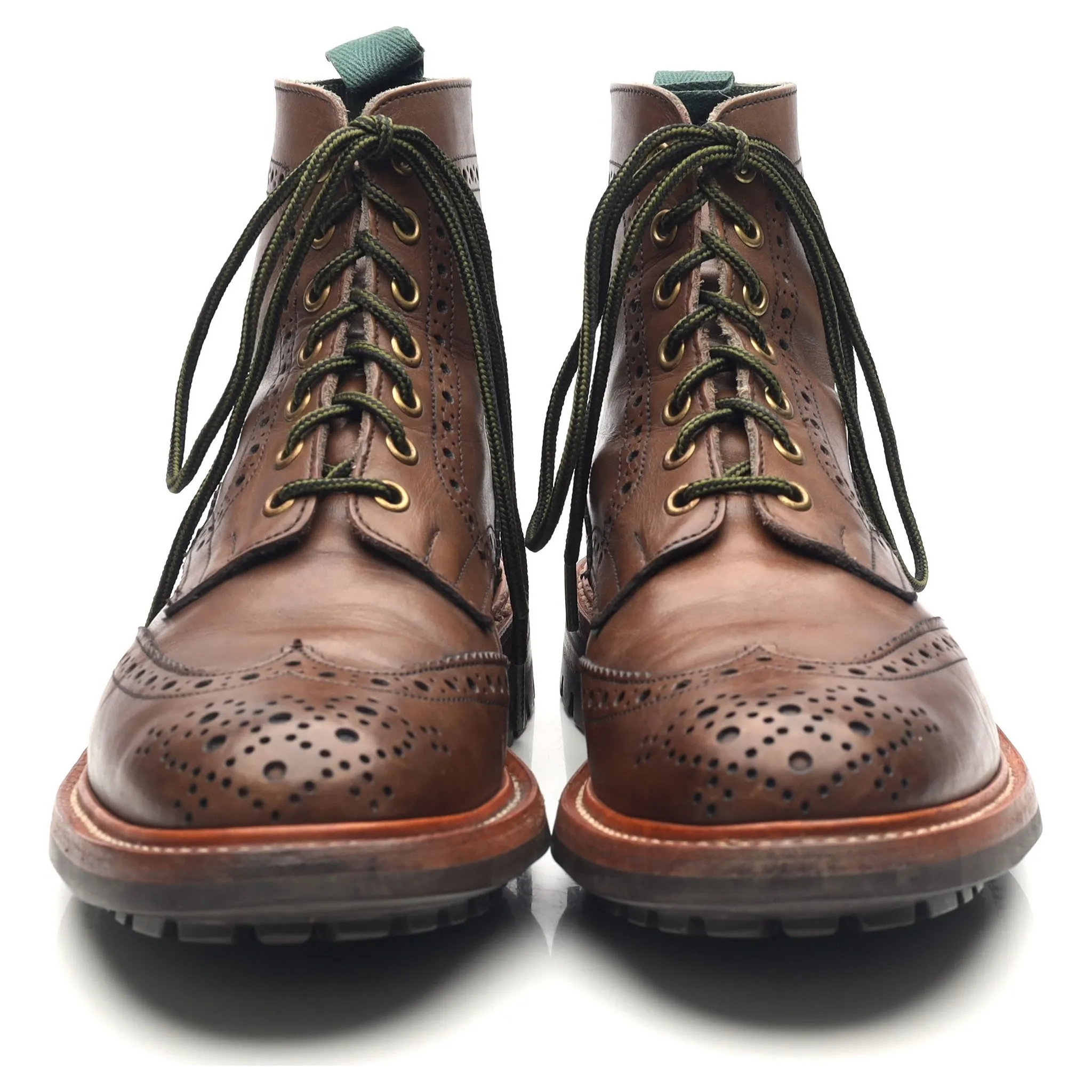 'Stow' Brown Leather Brogue Boots UK 7.5