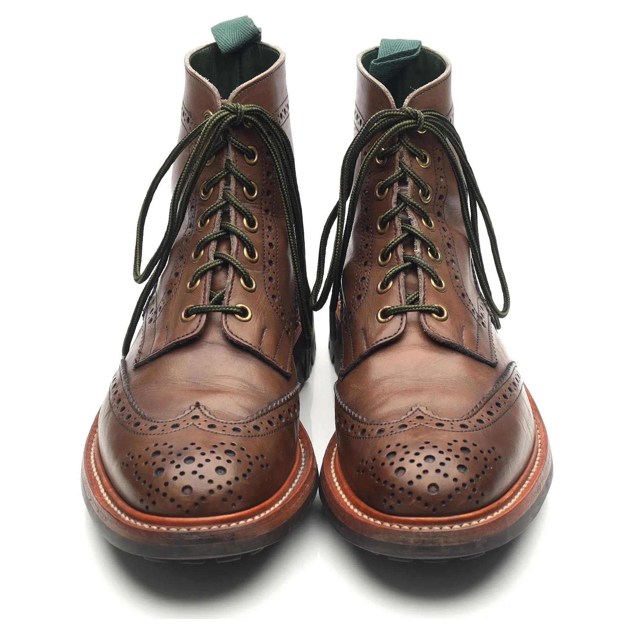 'Stow' Brown Leather Brogue Boots UK 7.5