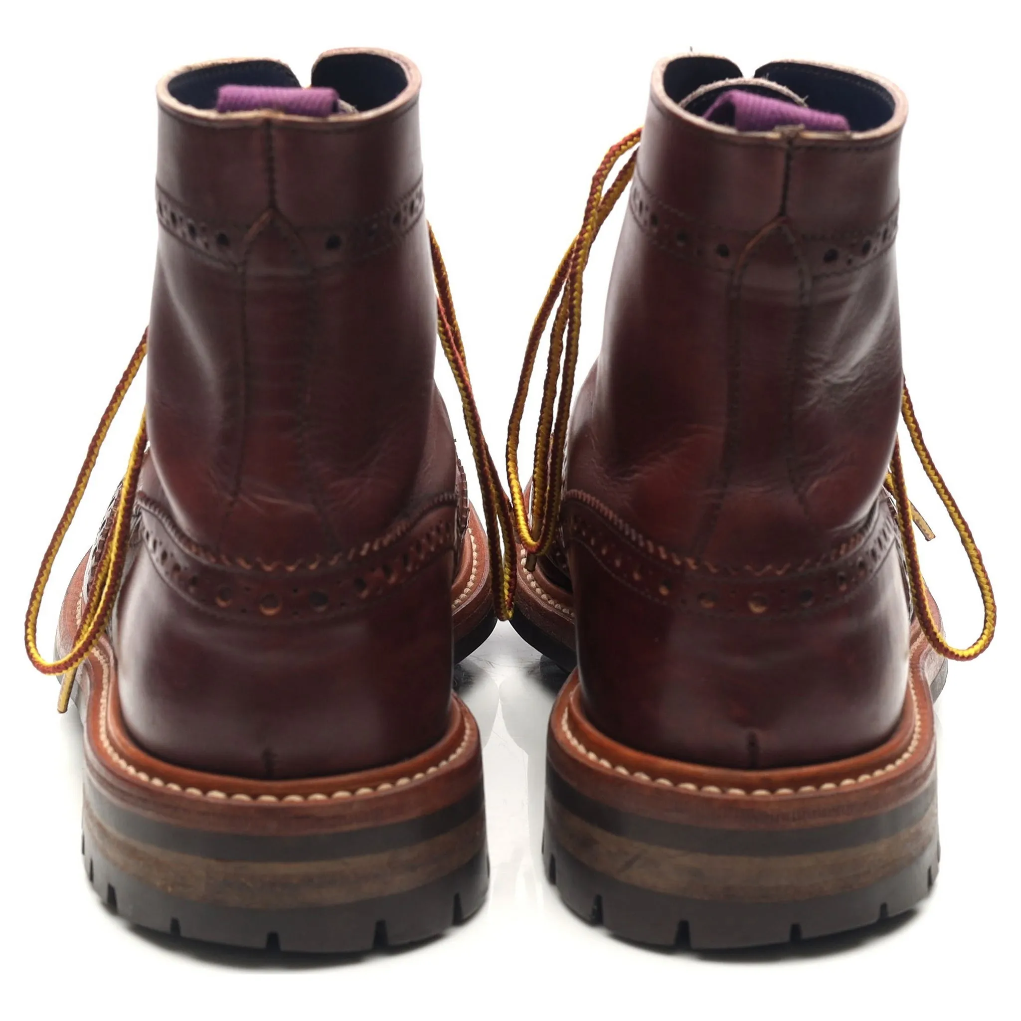 'Stow' Burgundy Leather Brogue Boots UK 7.5