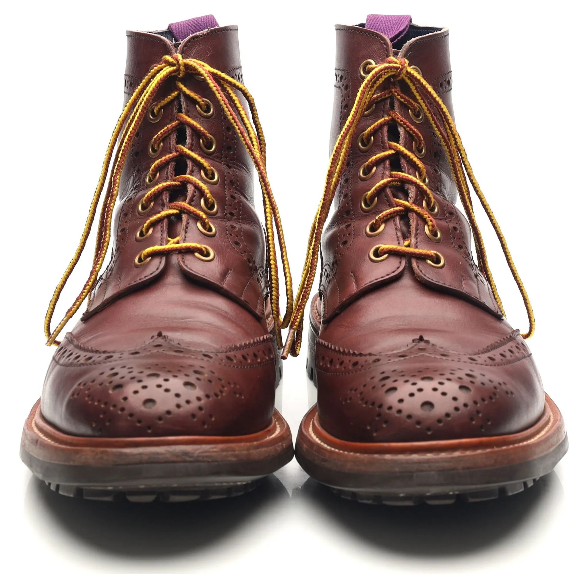 'Stow' Burgundy Leather Brogue Boots UK 7.5