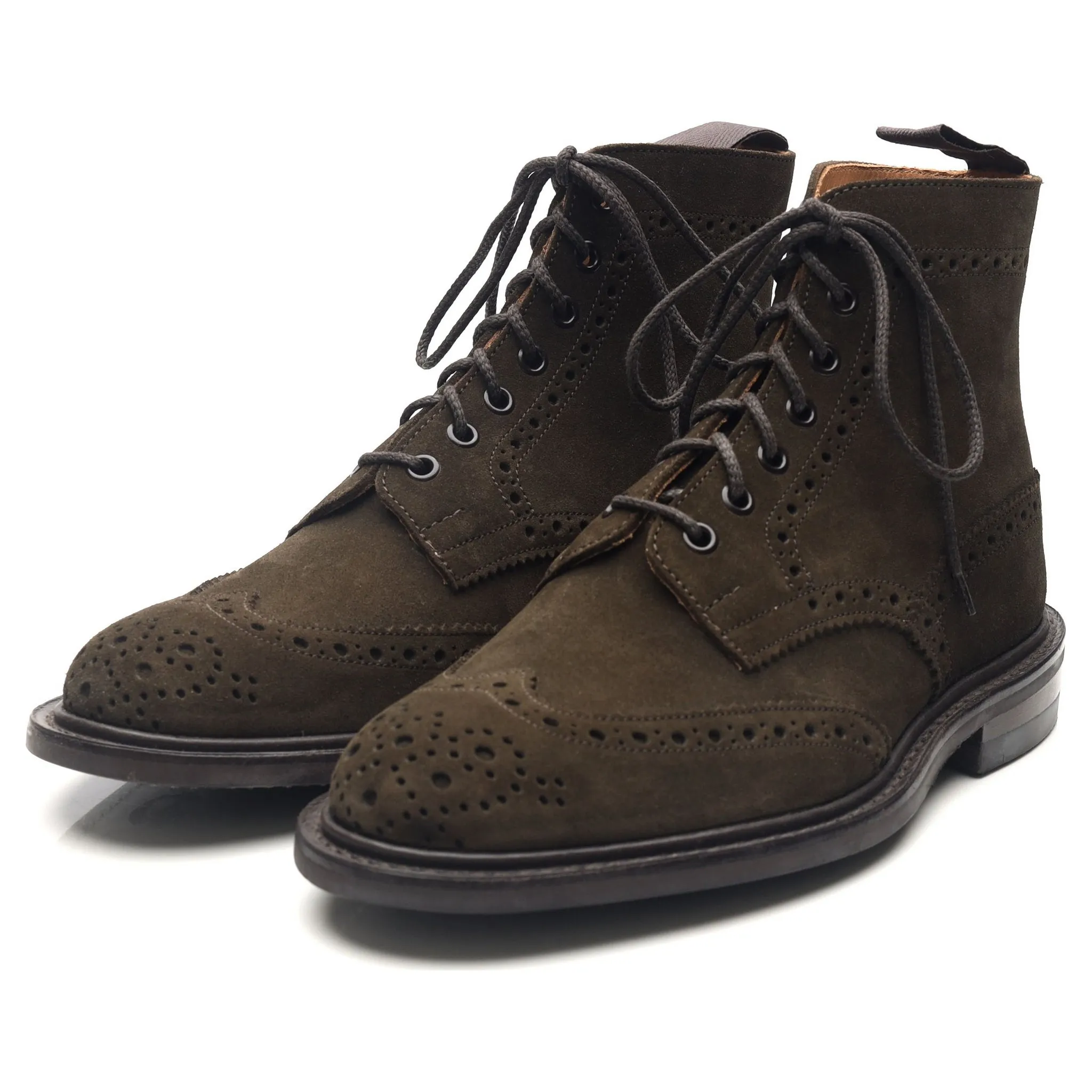 'Stow' Dark Green Suede Brogue Boots UK 6.5