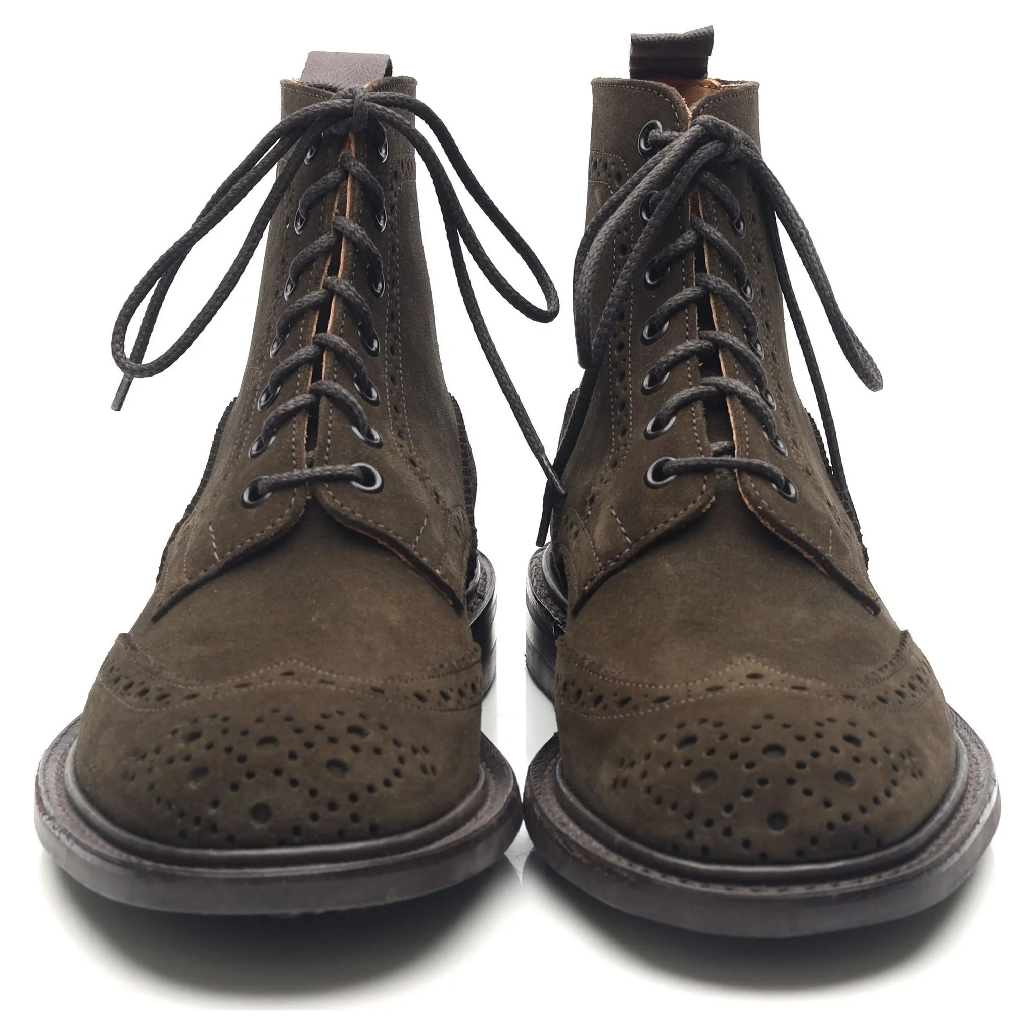 'Stow' Dark Green Suede Brogue Boots UK 6.5