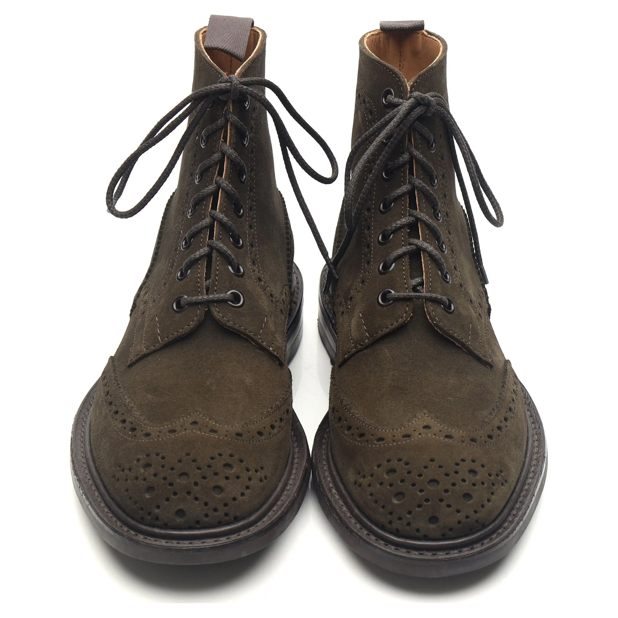 'Stow' Dark Green Suede Brogue Boots UK 6.5