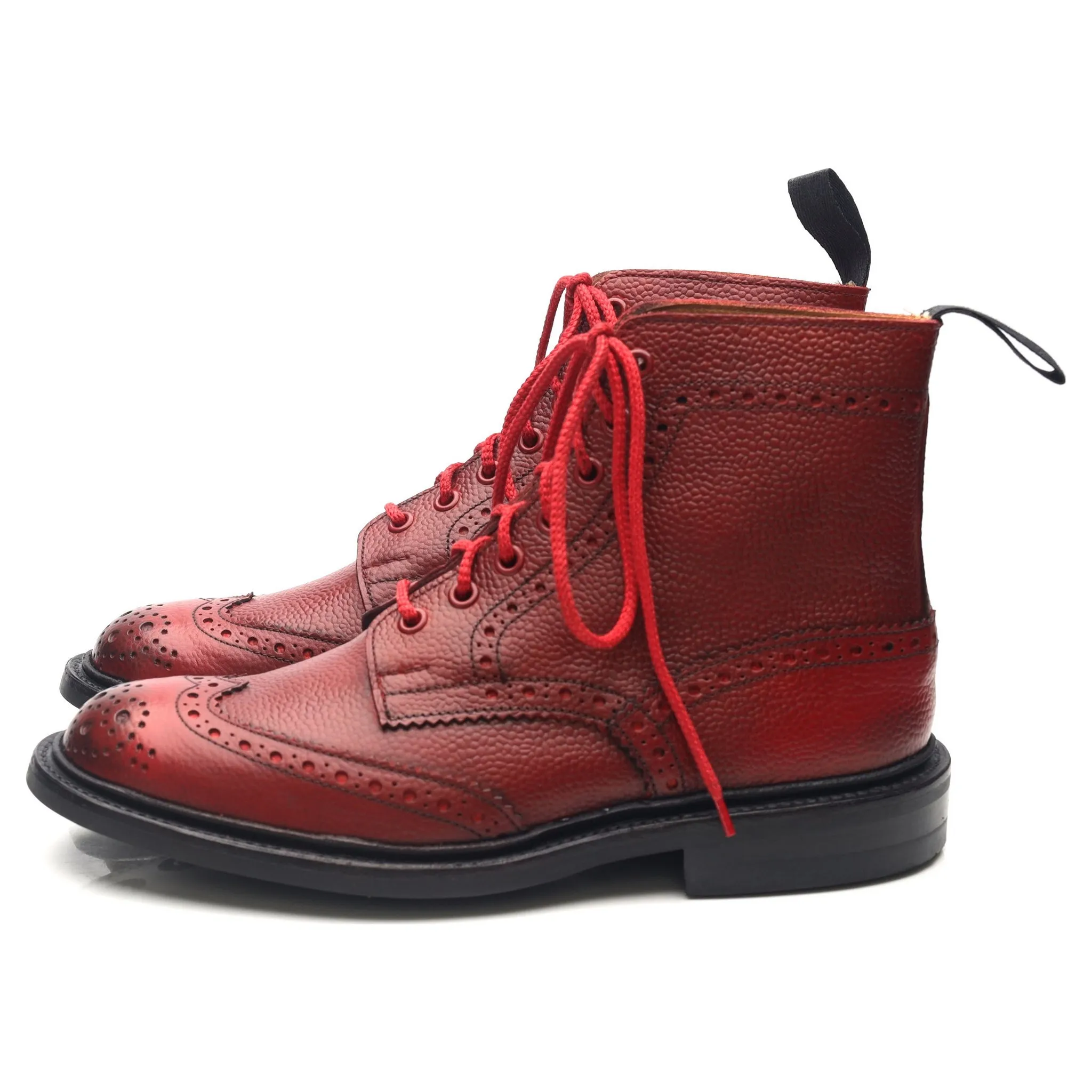 'Stow' Red Leather Brogue Boots UK 6.5