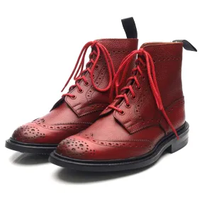 'Stow' Red Leather Brogue Boots UK 6.5