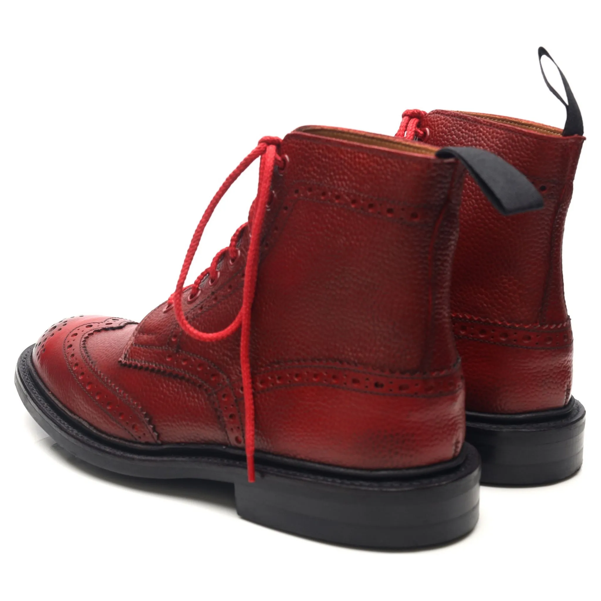 'Stow' Red Leather Brogue Boots UK 6.5