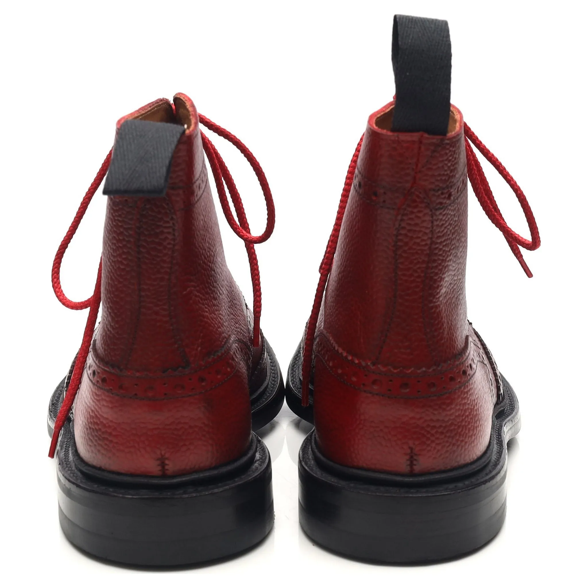 'Stow' Red Leather Brogue Boots UK 6.5