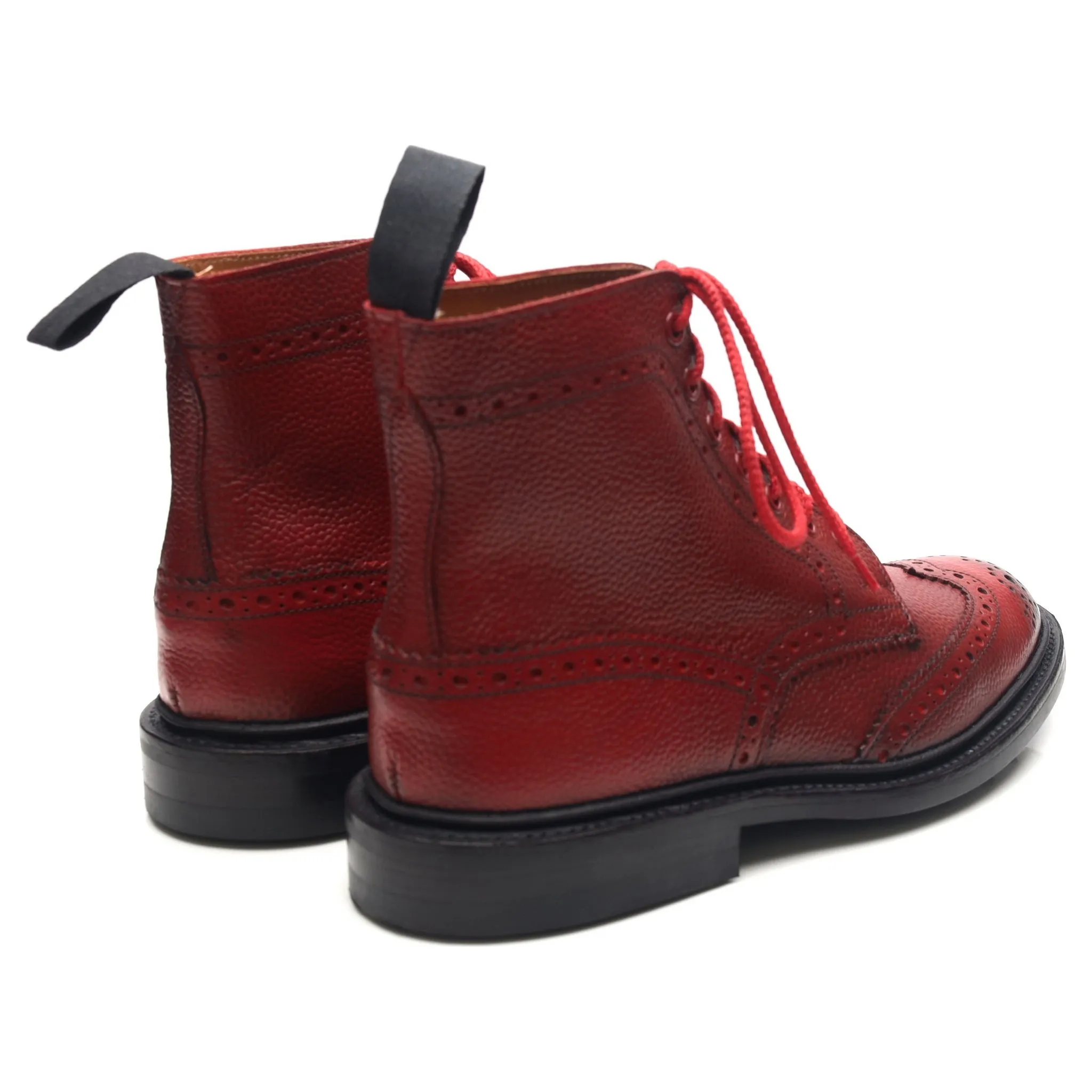 'Stow' Red Leather Brogue Boots UK 6.5