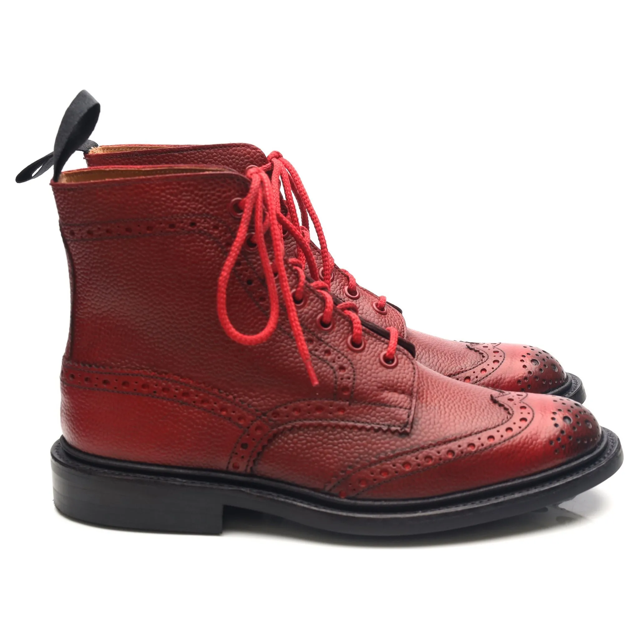 'Stow' Red Leather Brogue Boots UK 6.5