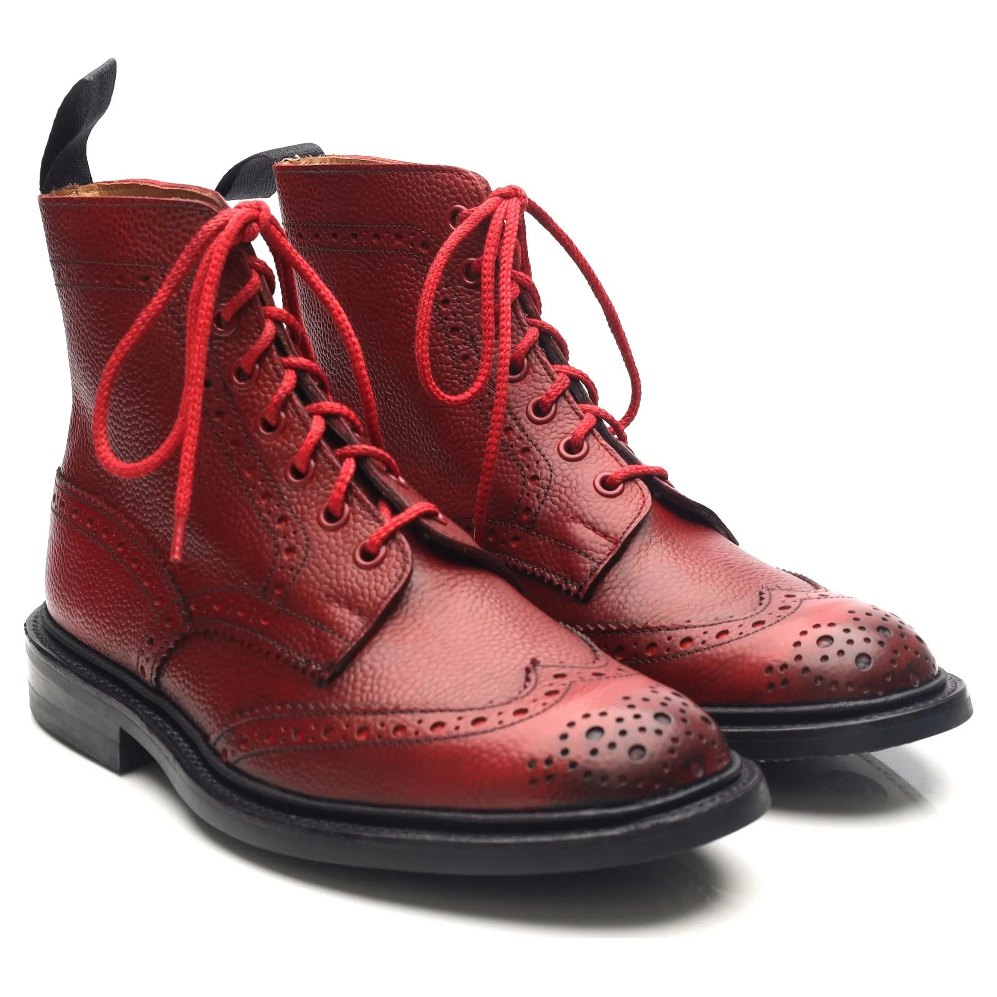 'Stow' Red Leather Brogue Boots UK 6.5