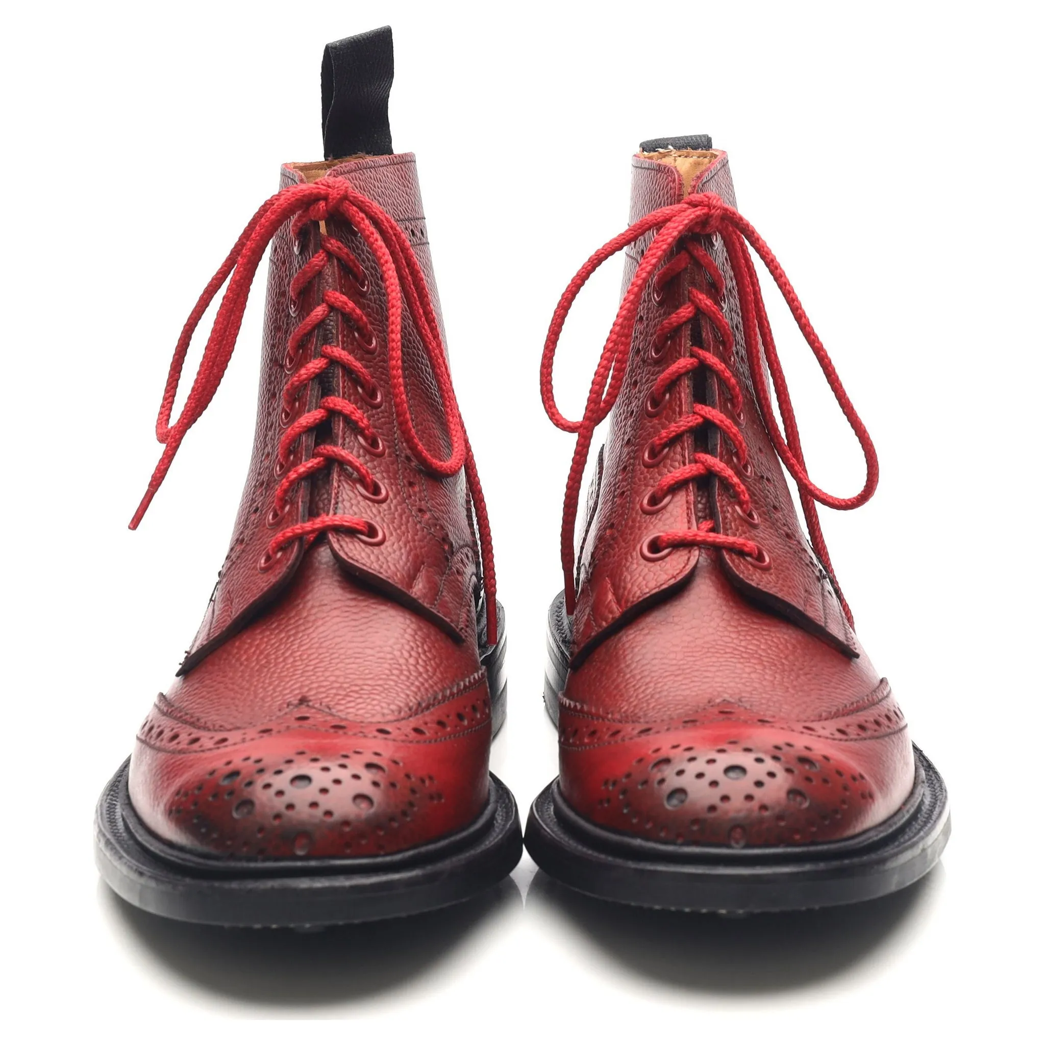 'Stow' Red Leather Brogue Boots UK 6.5