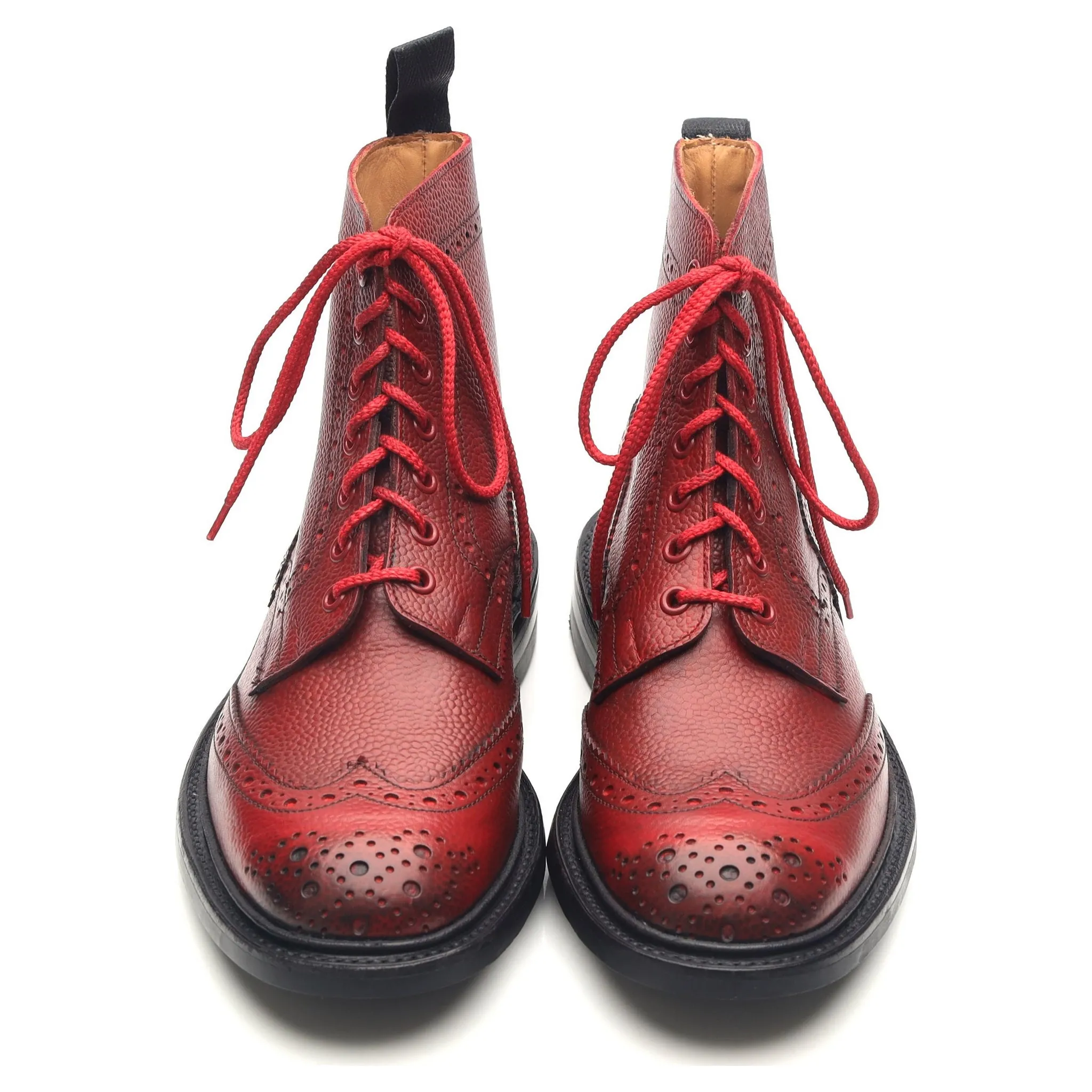 'Stow' Red Leather Brogue Boots UK 6.5