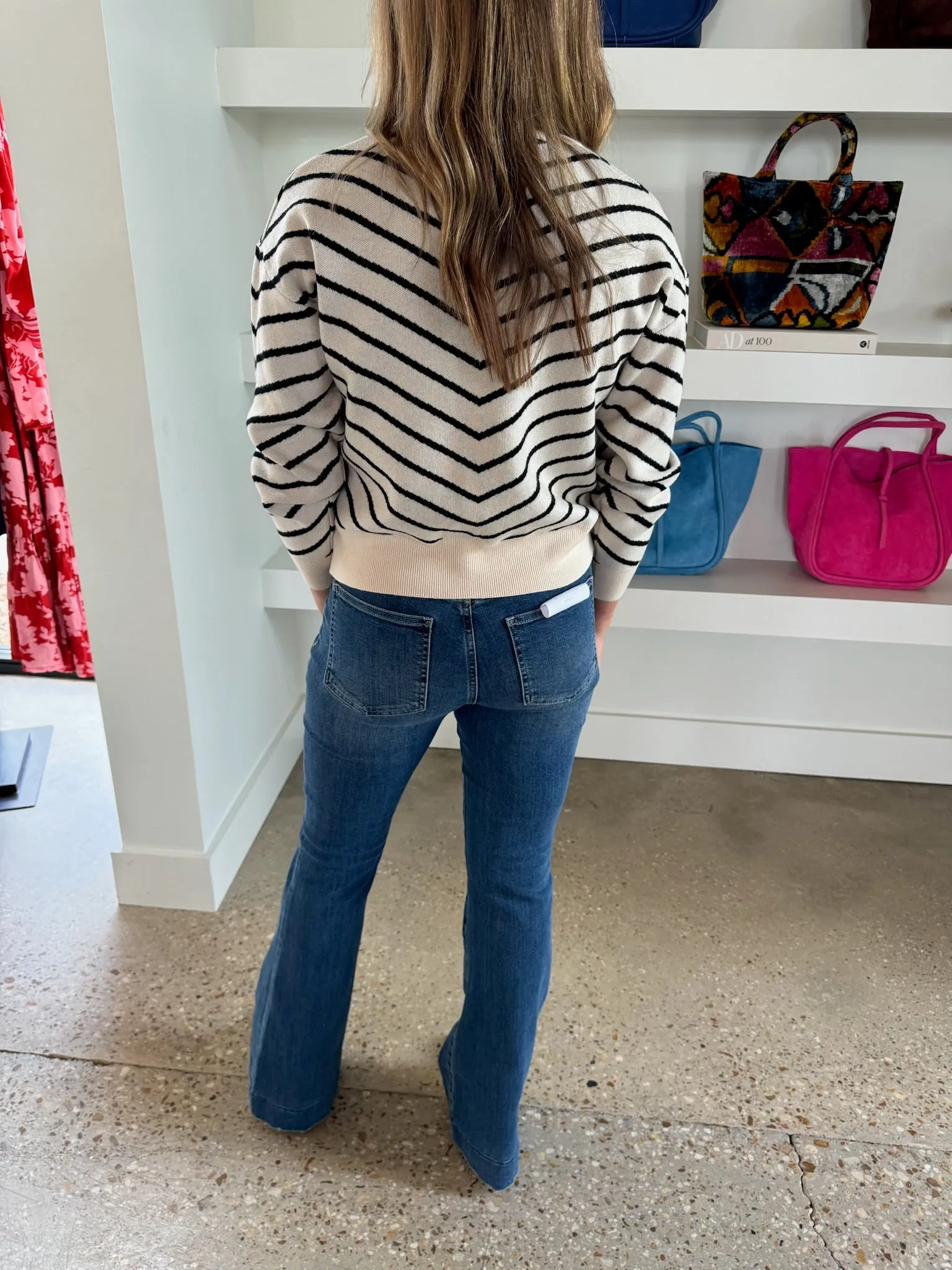 Striped Ecru Turtleneck Sweater