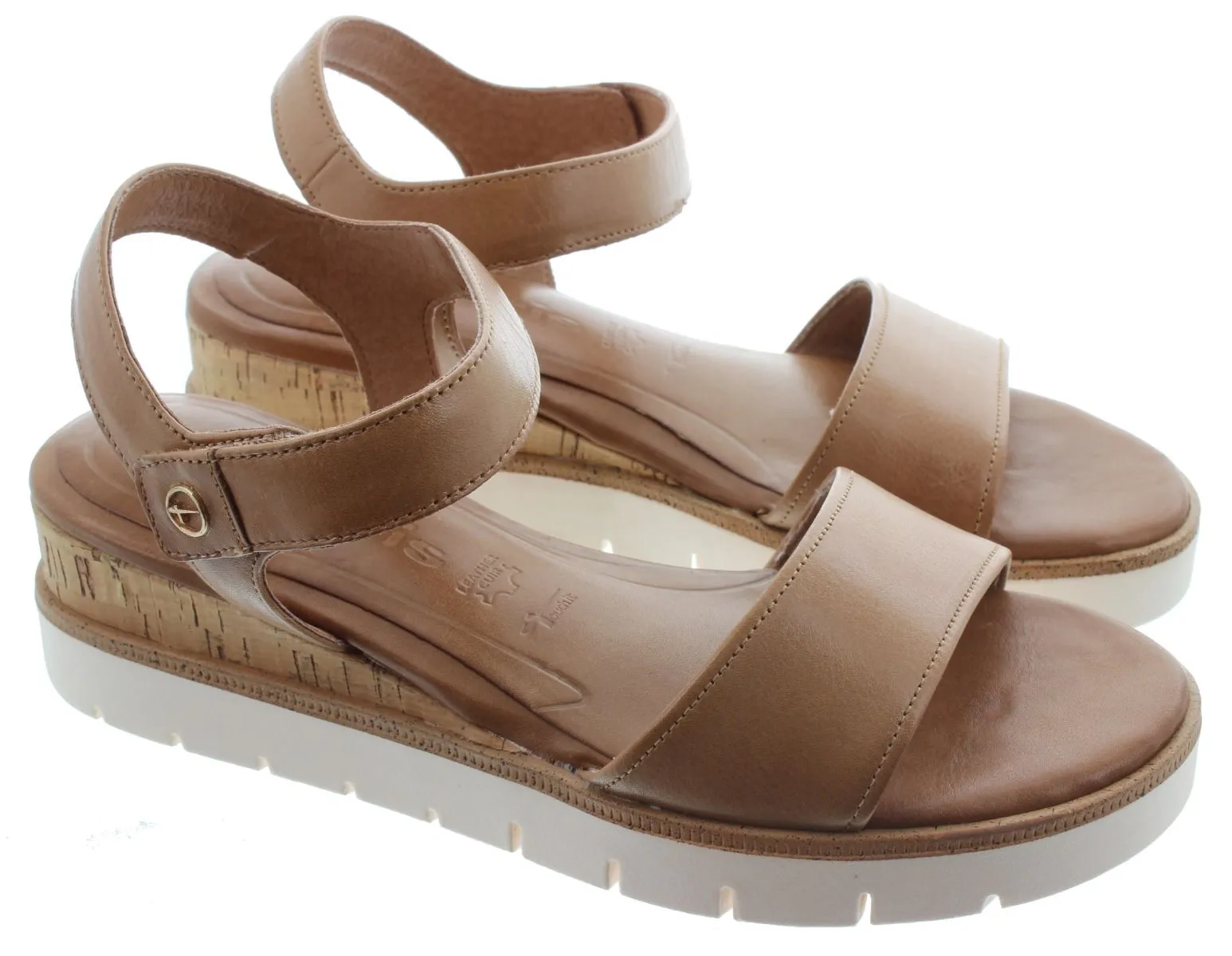 TAMARIS Ladies 28203 Wedge Sandals In Nut