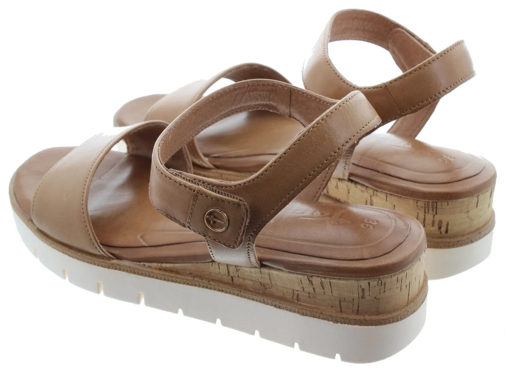 TAMARIS Ladies 28203 Wedge Sandals In Nut