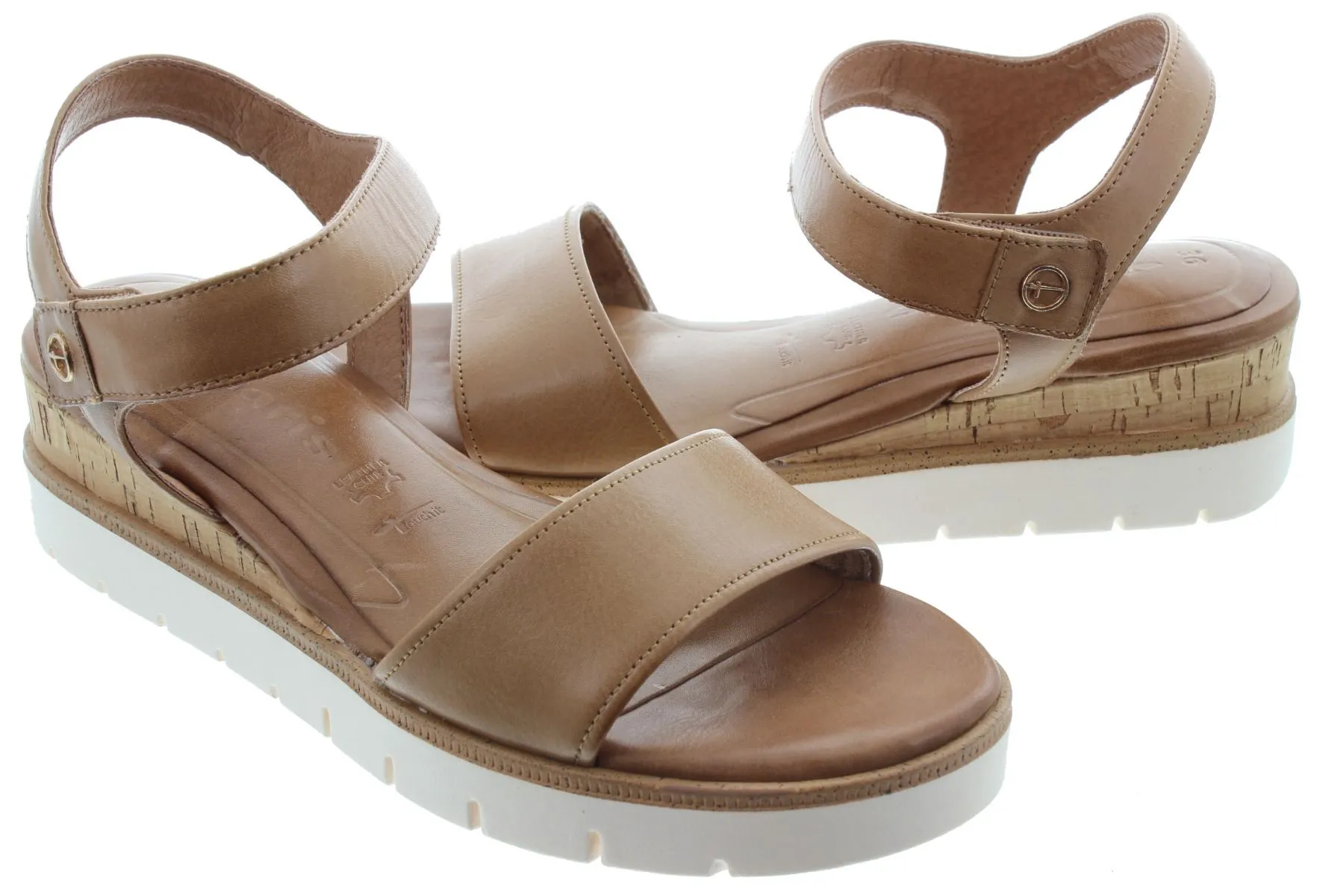 TAMARIS Ladies 28203 Wedge Sandals In Nut