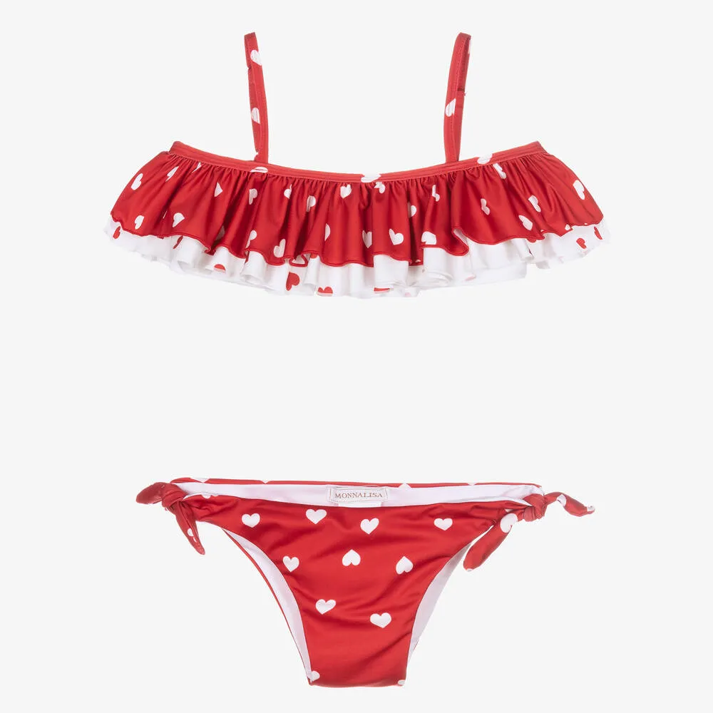 Teen Girls Red Hearts Bikini