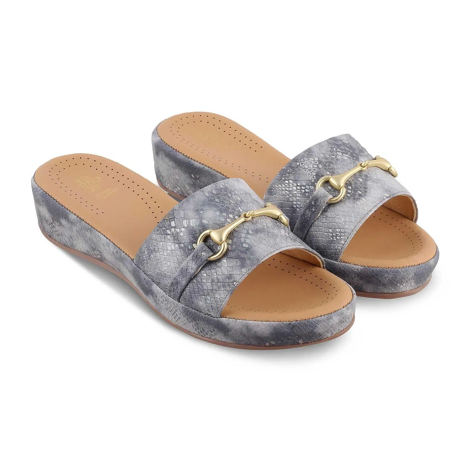 The Rec Grey Women's Dress Wedge Sandals Tresmode