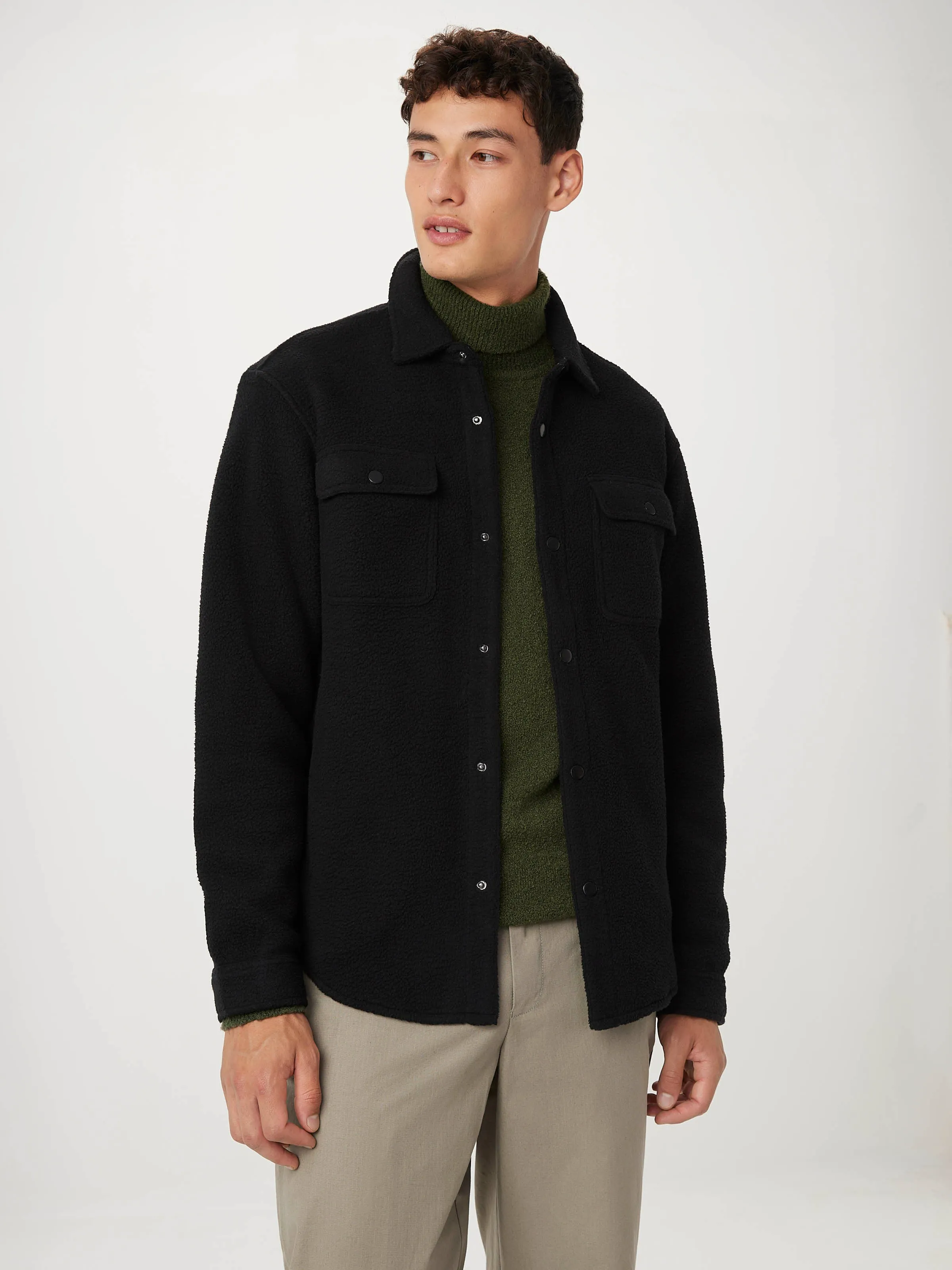 The Tundra Polar Fleece Overshirt in Black