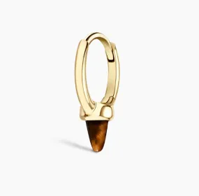 Tiger's Eye Single Short Spike Hoop Earring (Non-Rotating)