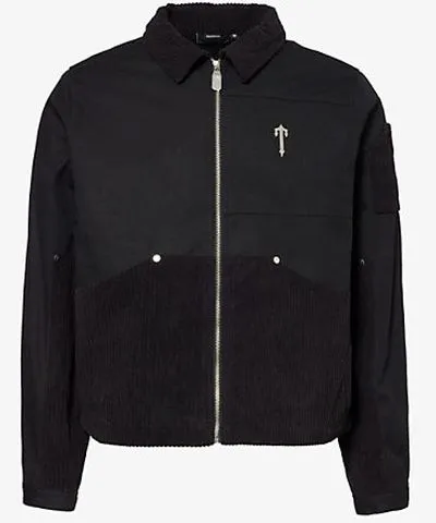 Trapstar Mens Black Irongate Coach cord-panel cotton-twill jacket