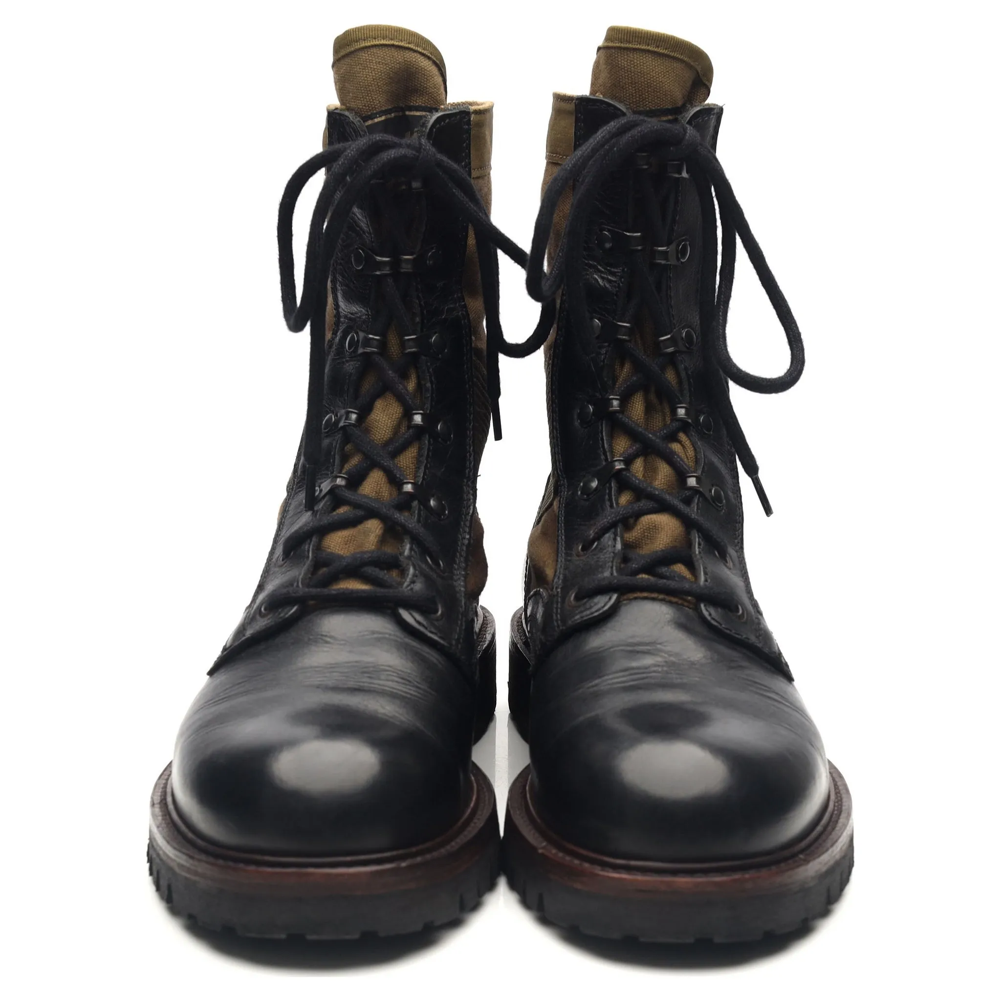 'Trooper' Black Leather Combat Boots UK 10