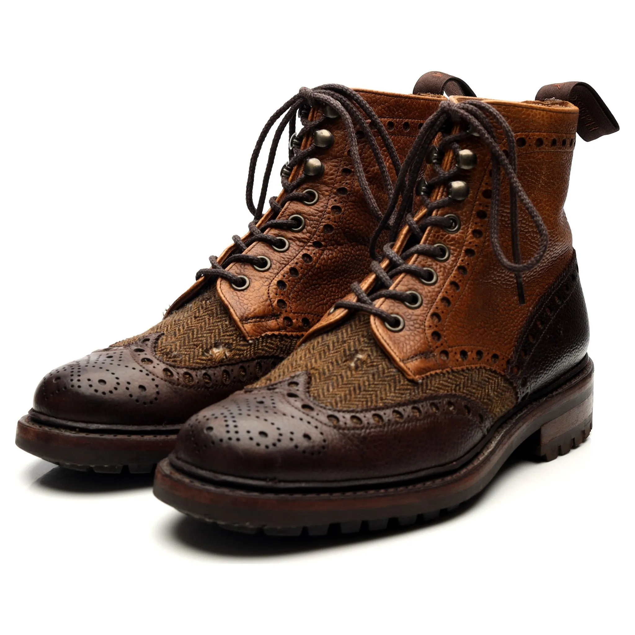 'Tweed' Brown Leather Boots UK 6 F