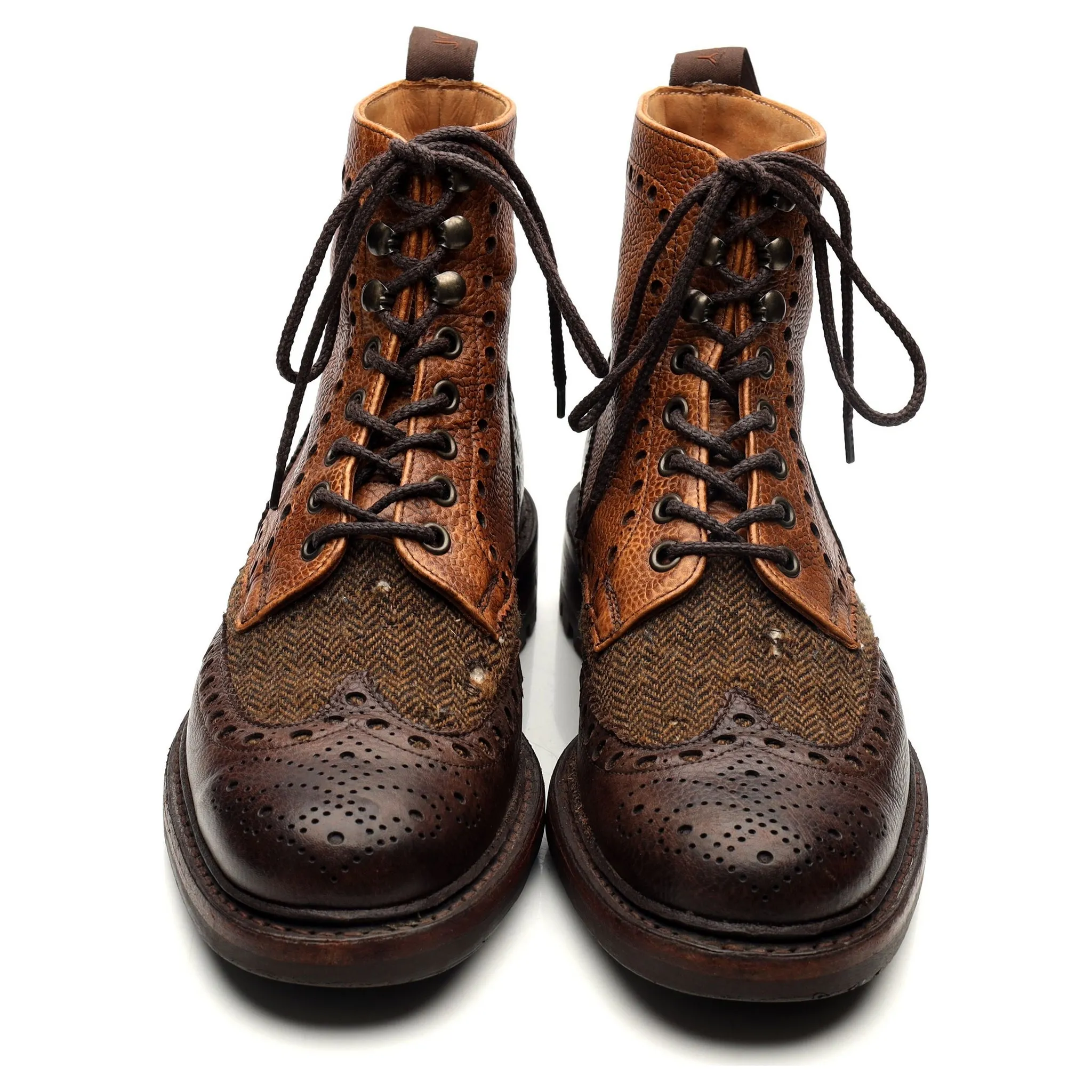 'Tweed' Brown Leather Boots UK 6 F