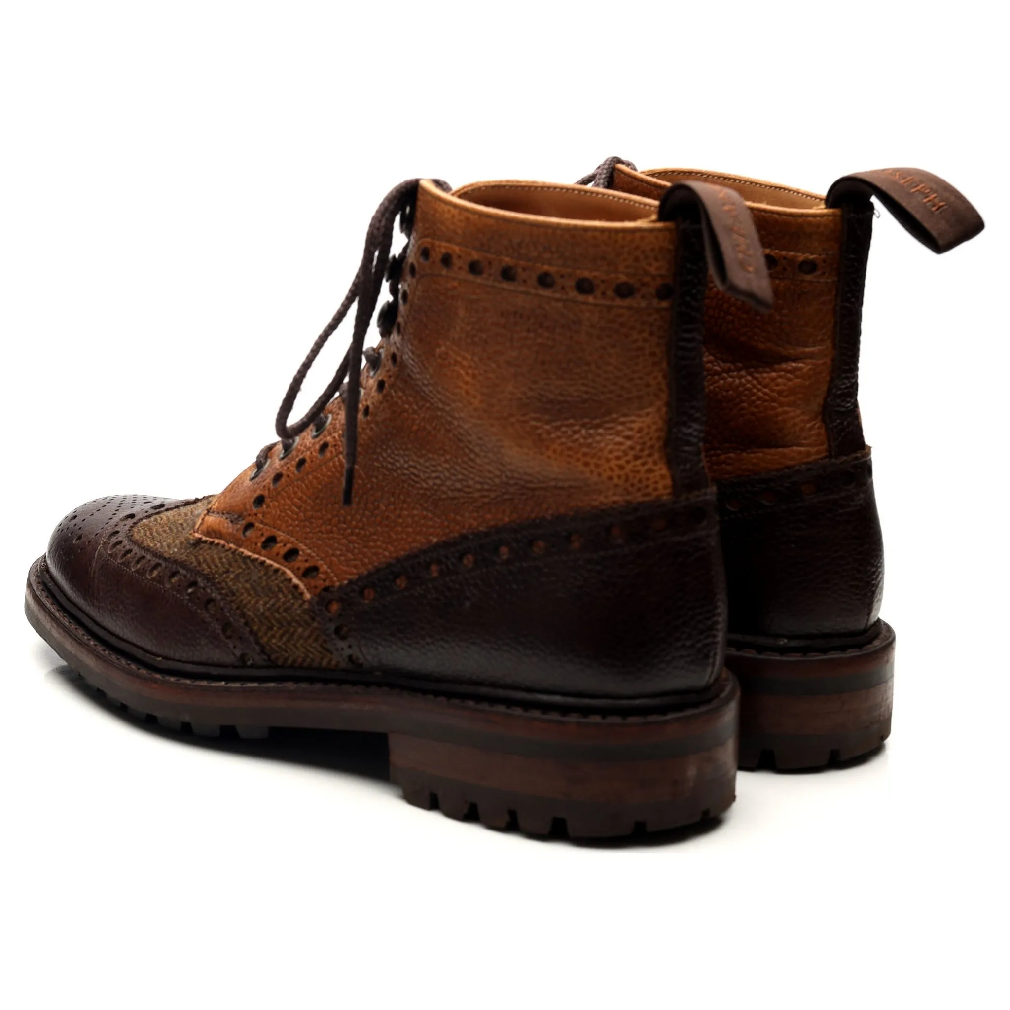 'Tweed' Brown Leather Boots UK 6 F