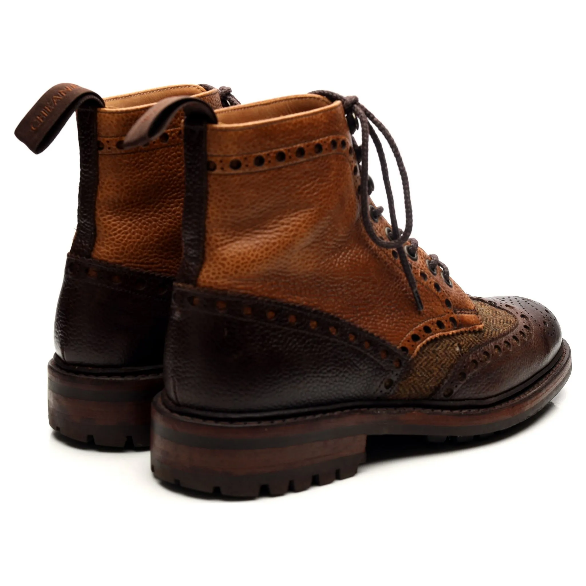 'Tweed' Brown Leather Boots UK 6 F