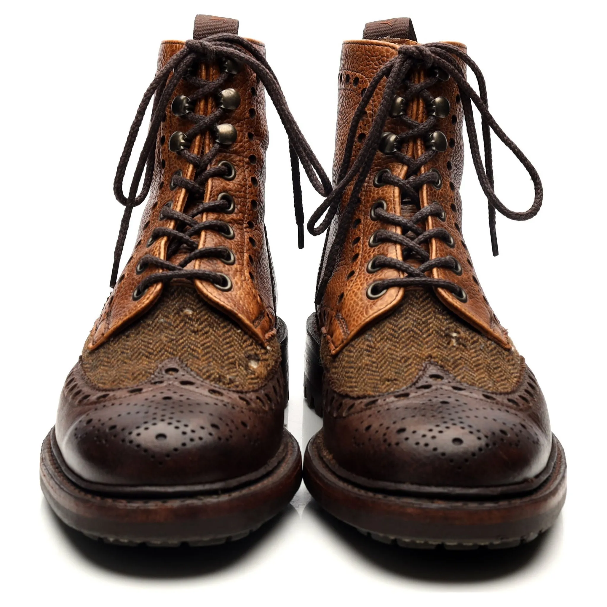 'Tweed' Brown Leather Boots UK 6 F