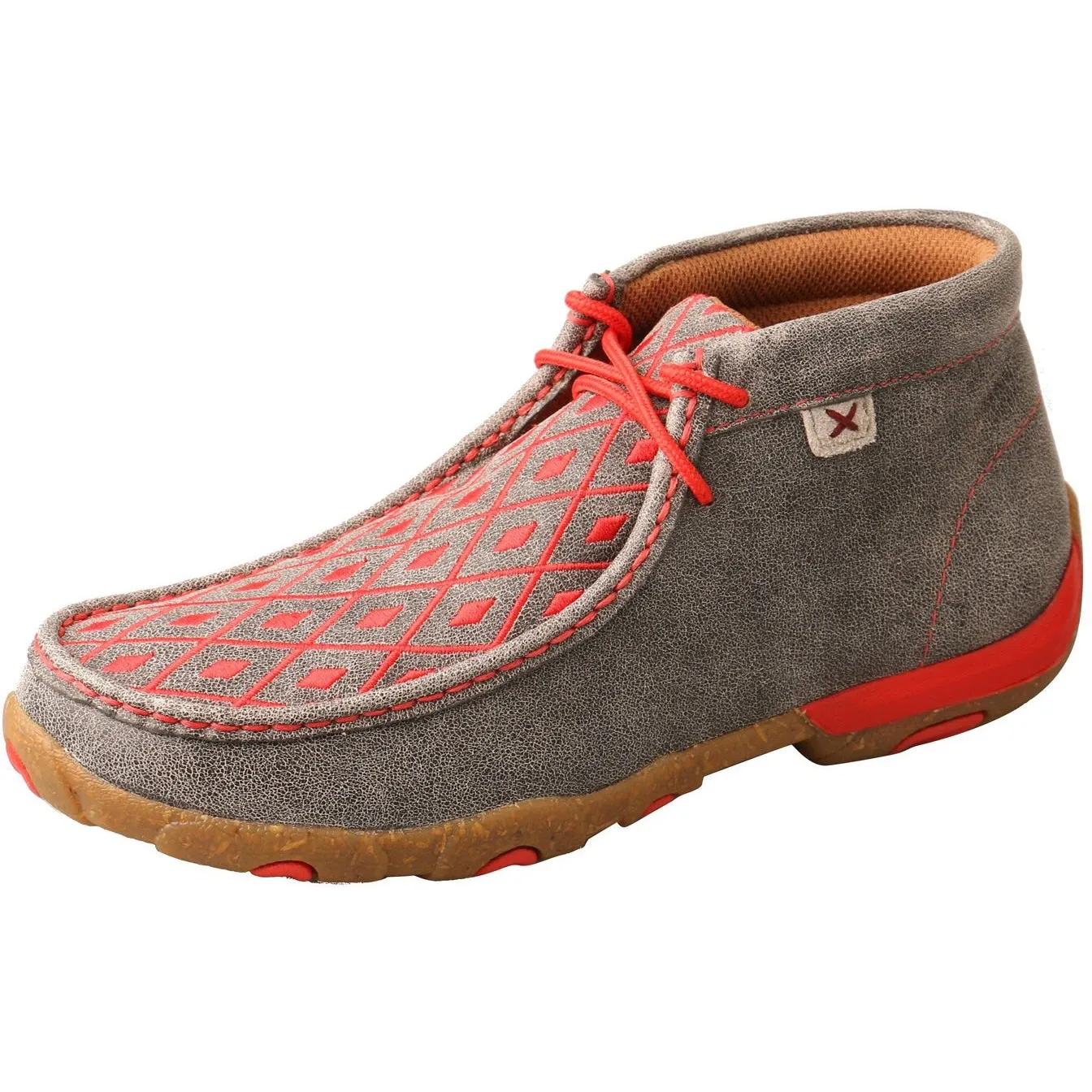 Twisted X Women's Chukka Driving Moc-Grey and Grenadine