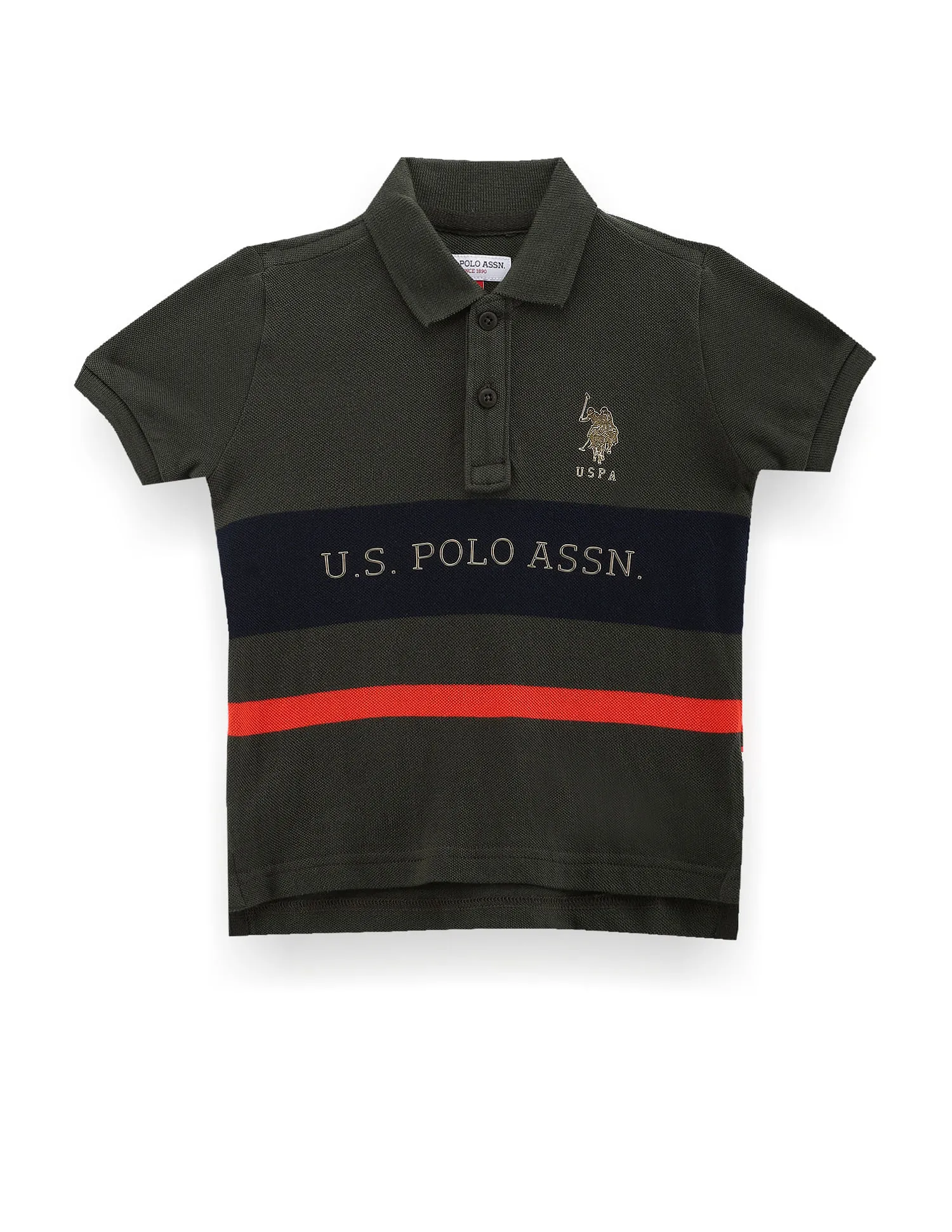 U.S. Polo Assn. Kids Boys Horizontal Stripe Cotton Polo Shirt