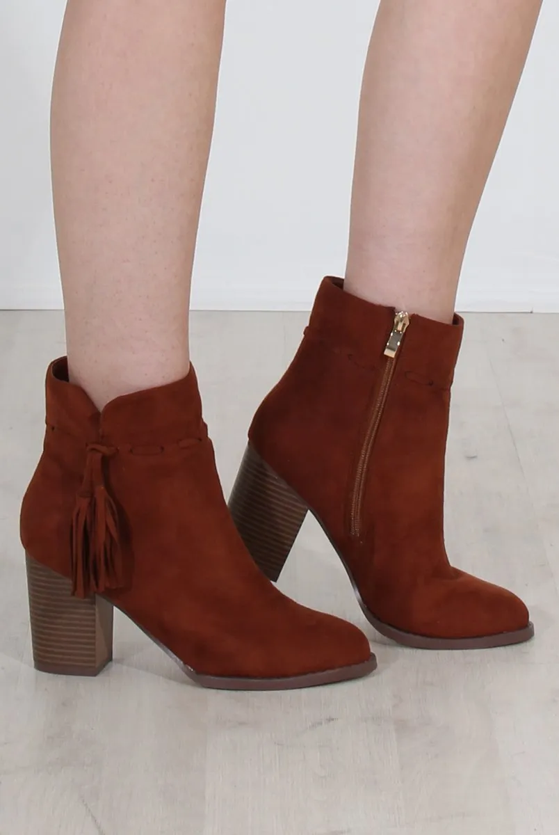 Valentino Tan Tassel Ankle Boots