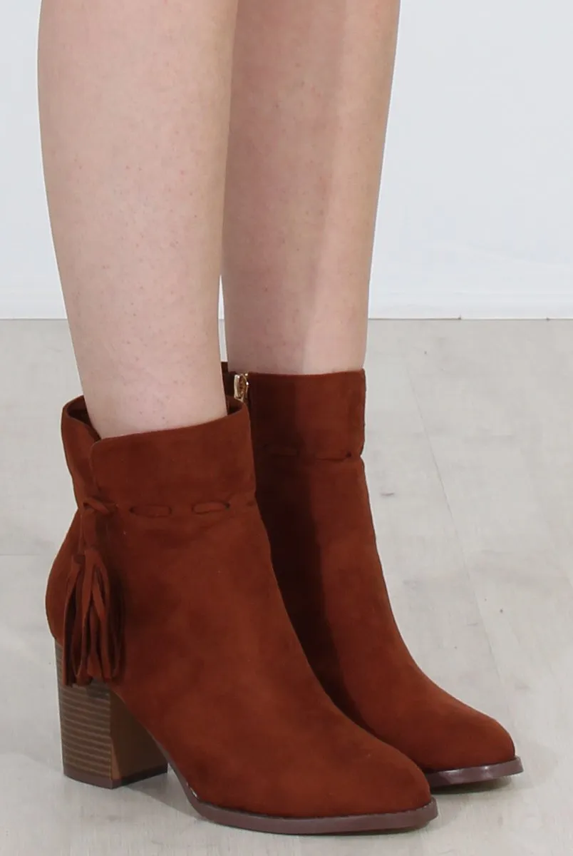 Valentino Tan Tassel Ankle Boots